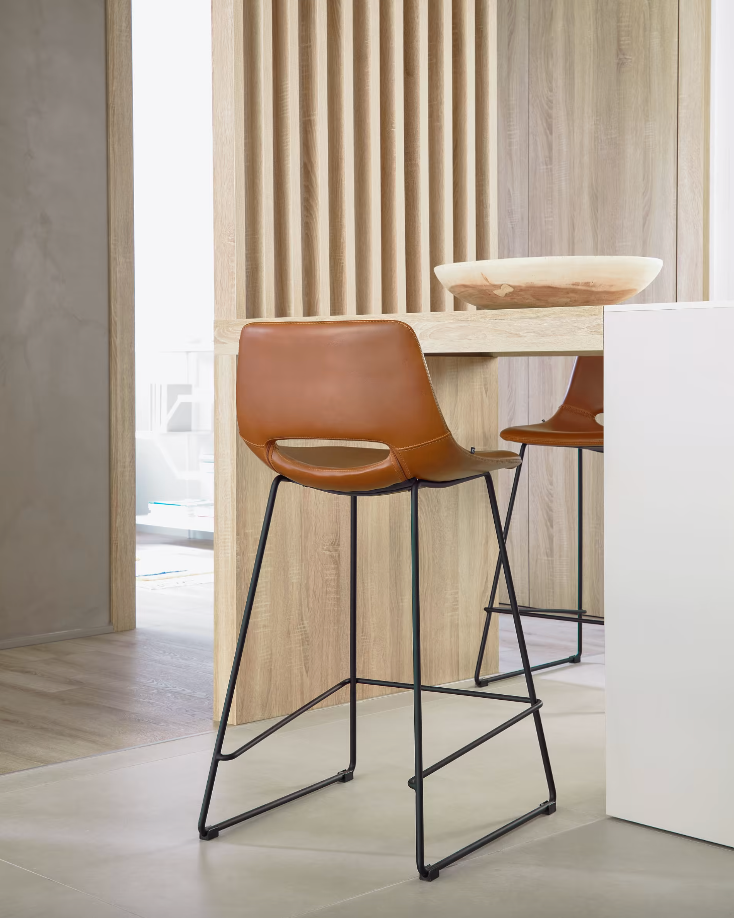 Bowie Vegan Leather Barstool - Rust Rodwell and Astor Modern Eclectic Style Brunswick