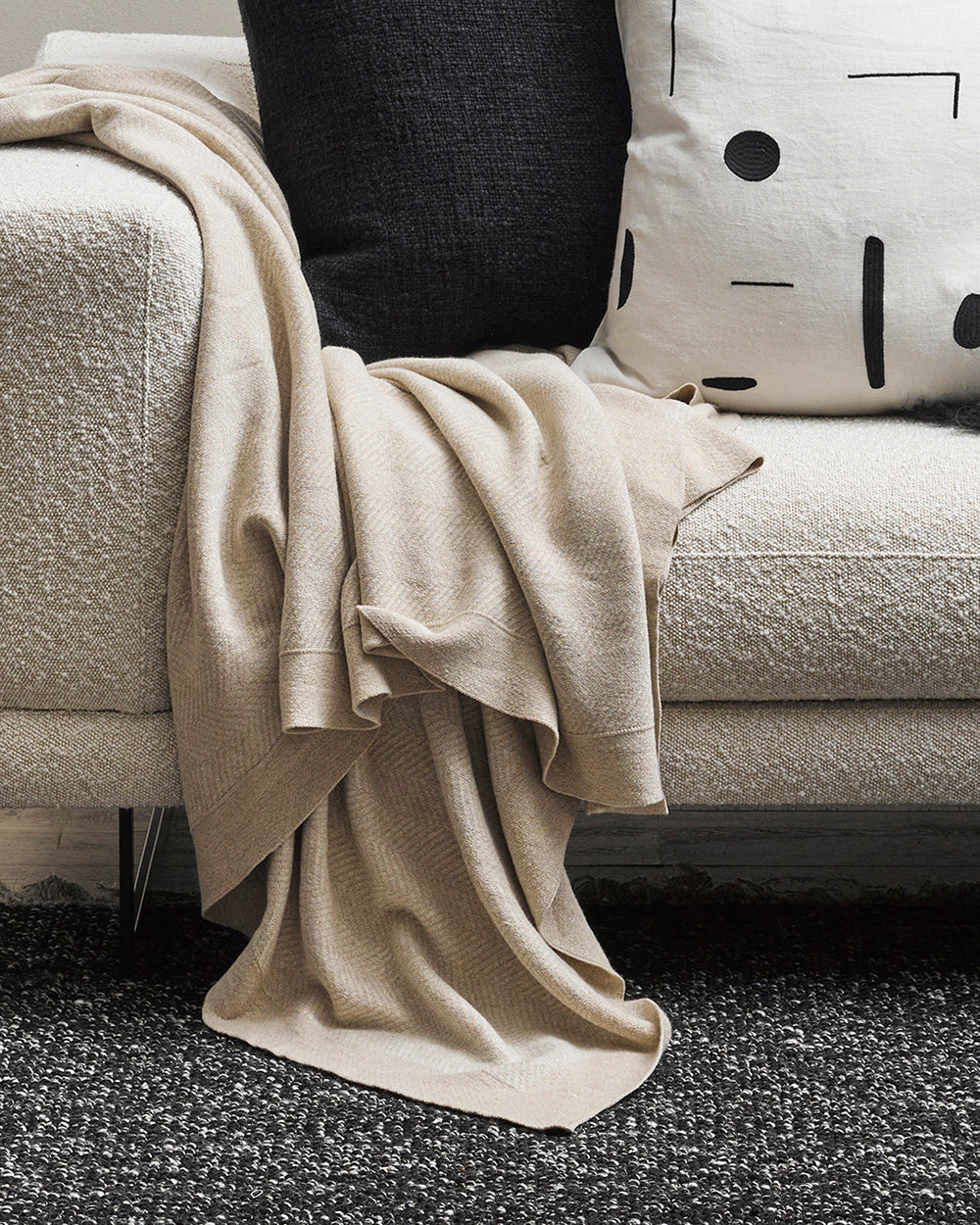 BAYA Carmel Knitted Cotton Throw - Fawn - 125 x 150cm