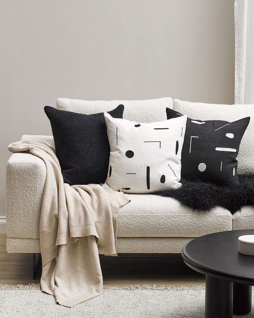 BAYA Carmel Knitted Cotton Throw - Fawn - 125 x 150cm