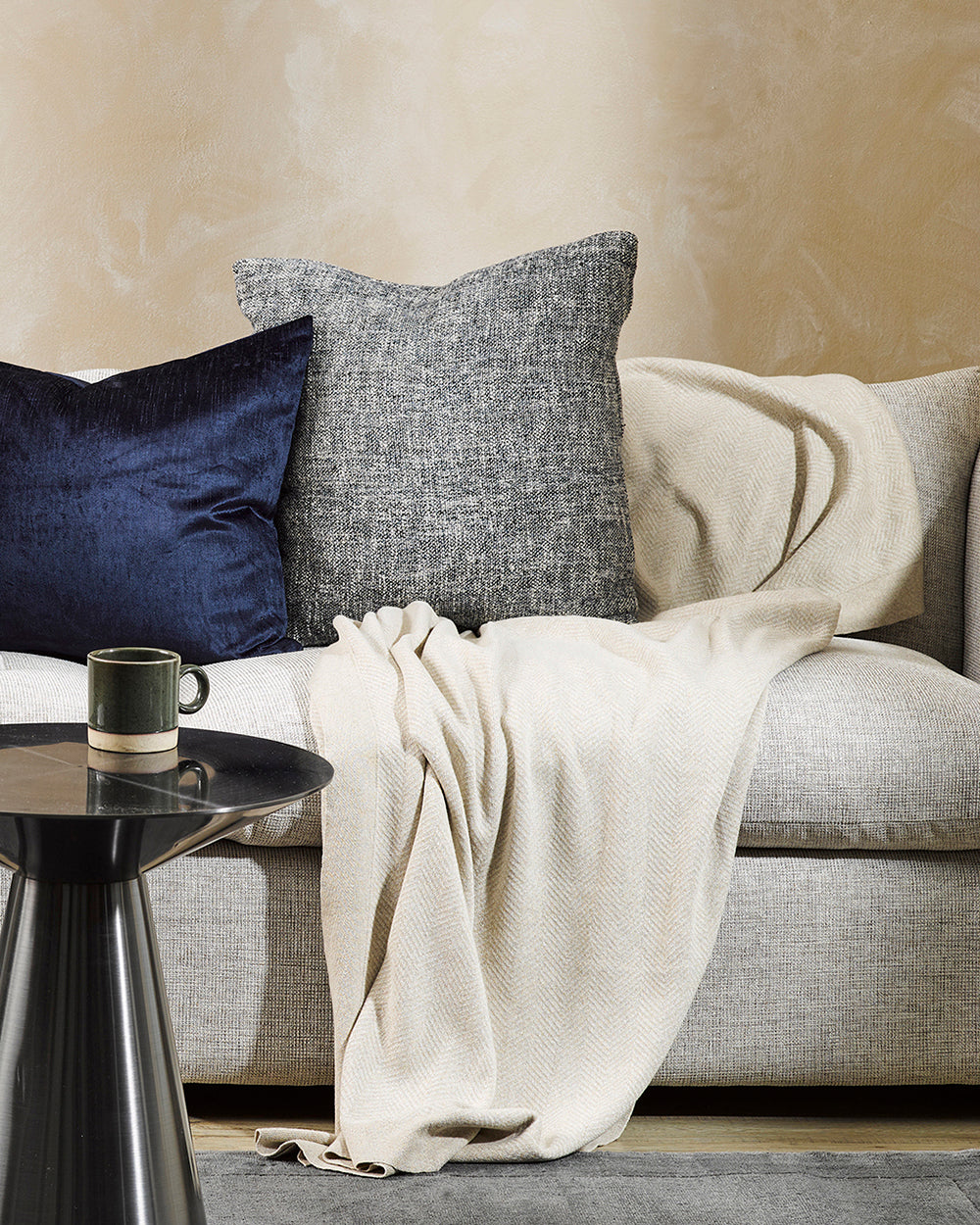 BAYA Carmel Knitted Cotton Throw - Fawn - 125 x 150cm