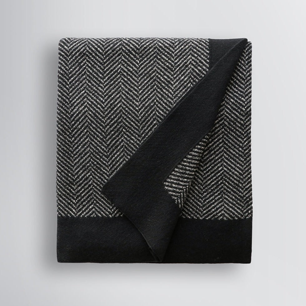 BAYA Carmel Knitted Cotton Throw - Peat - 130 x 180cm