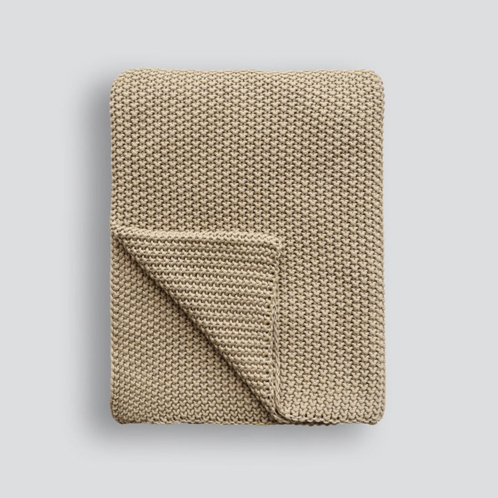 BAYA Devon Knitted Cotton Throw - Straw