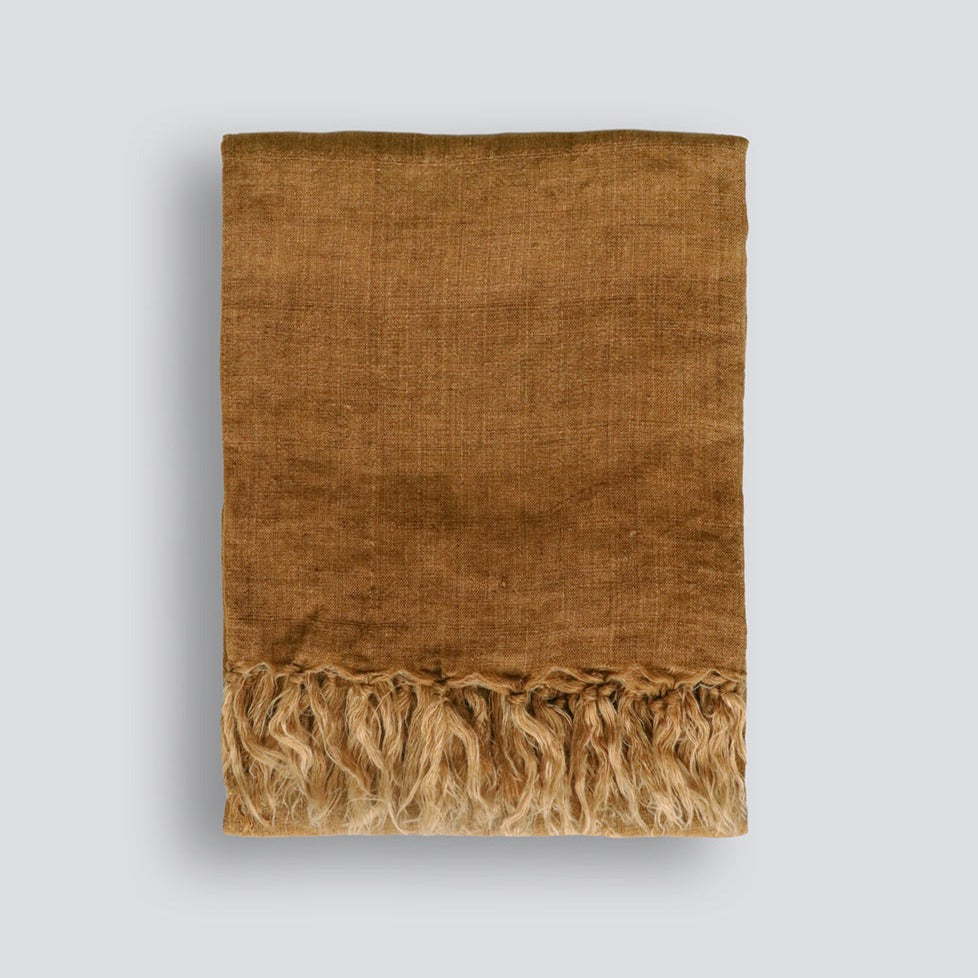 Indira Linen Throw - Tobacco