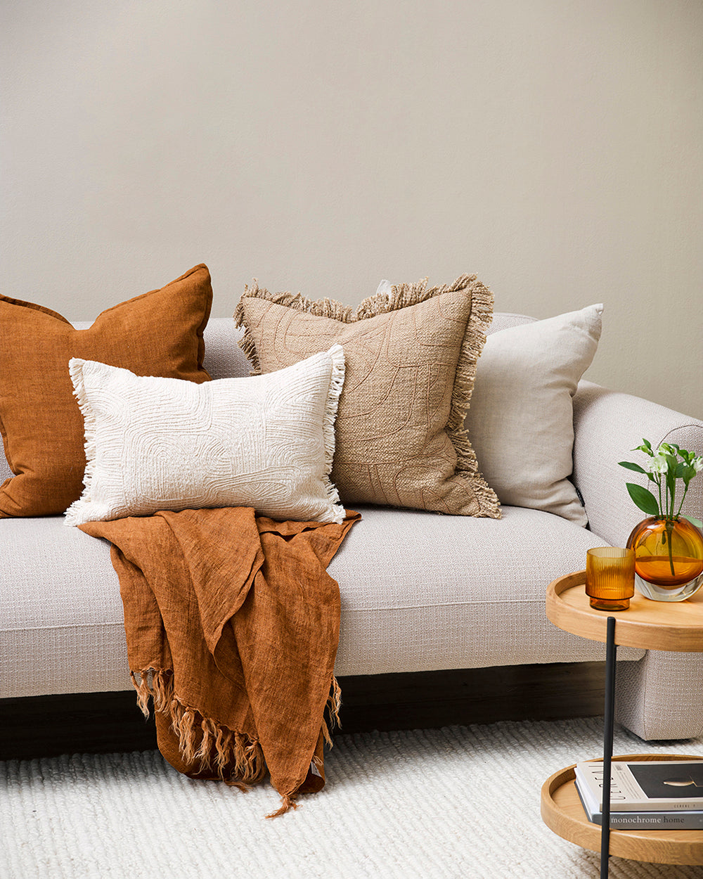 Indira Linen Throw - Tobacco