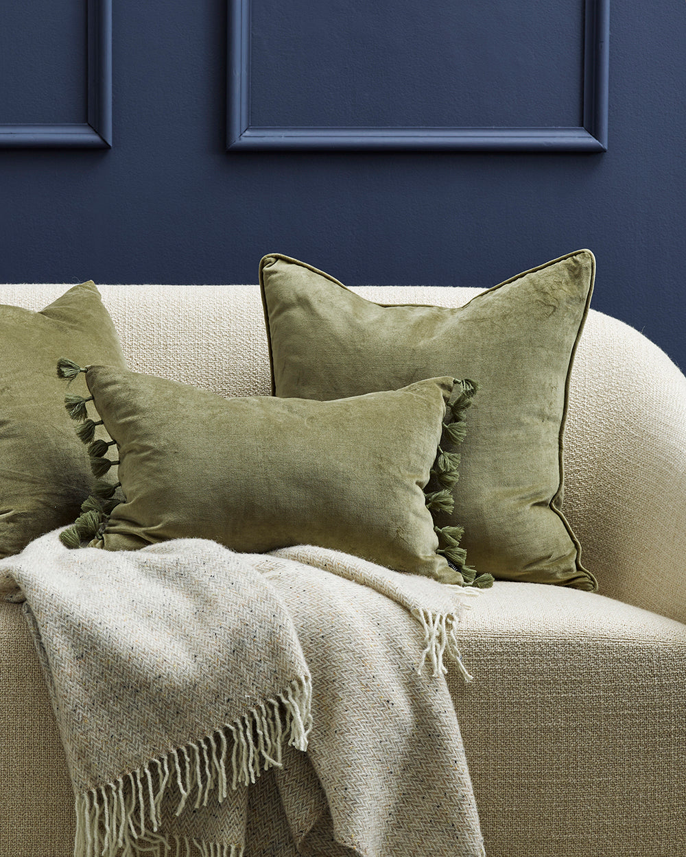 BAYA Montpellier Velvet Cushion - Artichoke