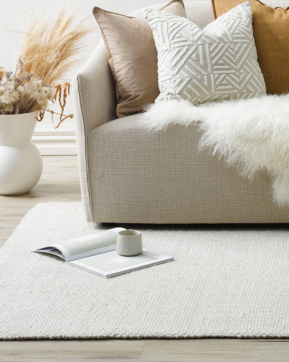 Nebraska Floor Rug - Natural White Rodwell and Astor Modern Eclectic Style Brunswick