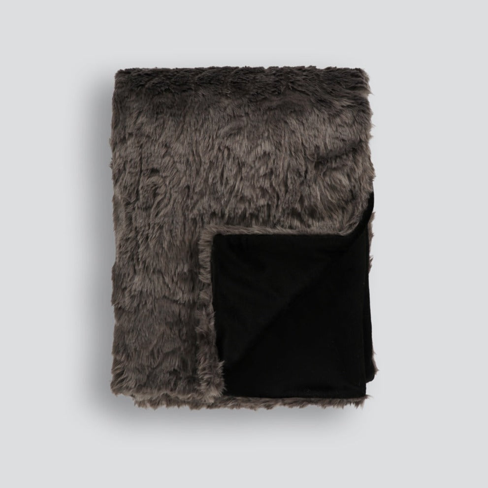 Rodwell and Astor - HEIRLOOM Pewter Chinchilla Faux Fur Throw