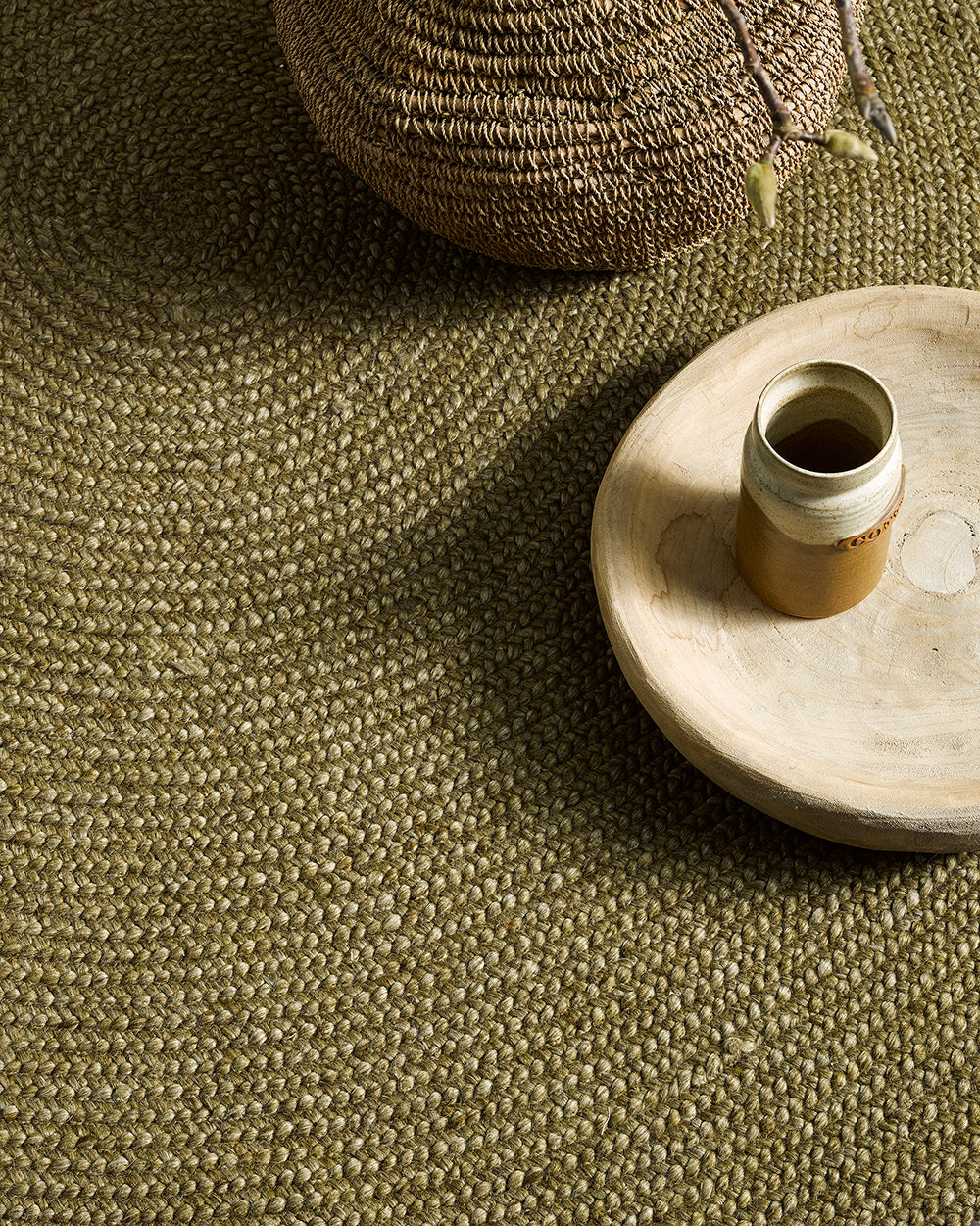BAYA Tairua Round Floor Rug - Moss Green