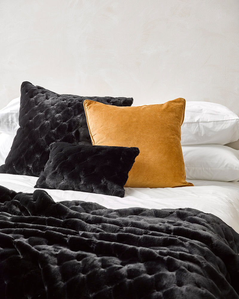 Rodwell and Astor - Heirloom Valentina Faux Fur Cushion - Black - 65cm