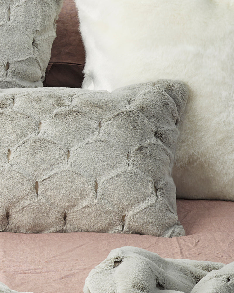 Rodwell and Astor - Heirloom Valentina Faux Fur Cushion - Grey - 30x45cm