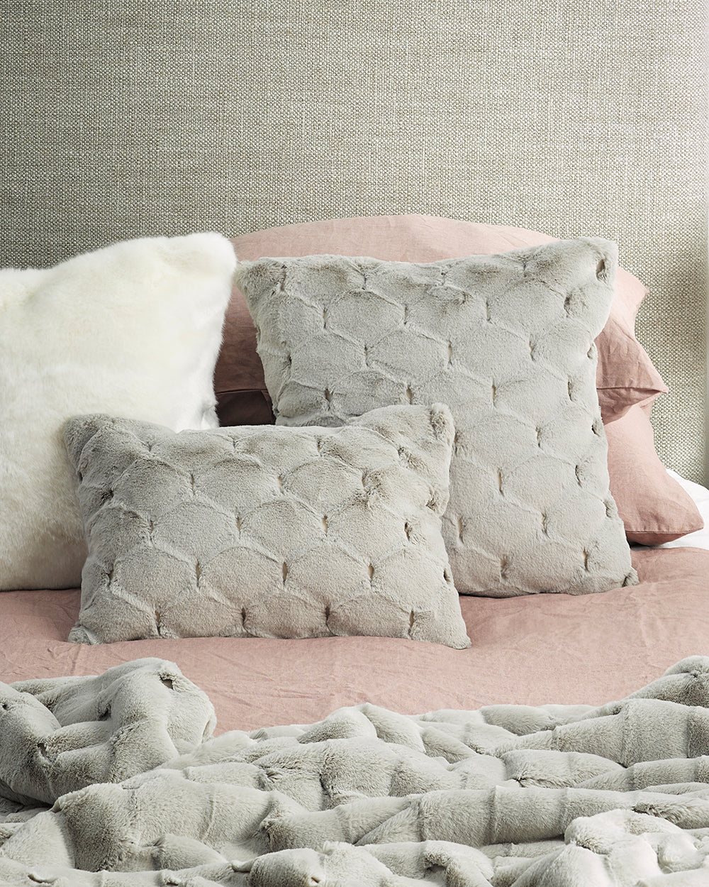 Rodwell and Astor - Heirloom Valentina Faux Fur Cushion - Grey - 30x45cm