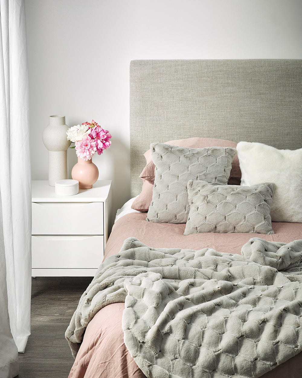 Rodwell and Astor - Heirloom Valentina Faux Fur Cushion - Grey - 30x45cm