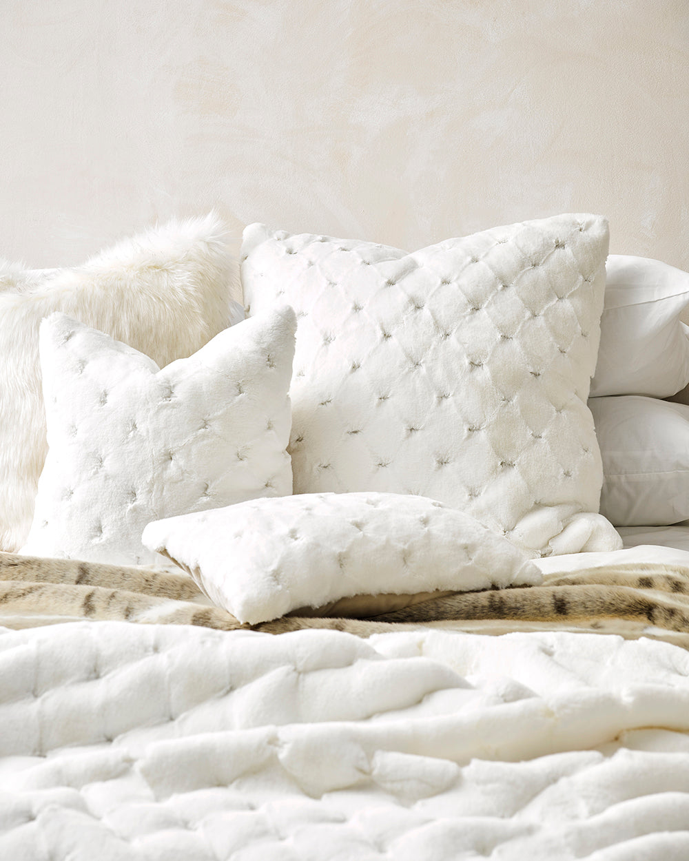 Rodwell and Astor - Heirloom Valentina Faux Fur Cushion - White - 30 x 45cm