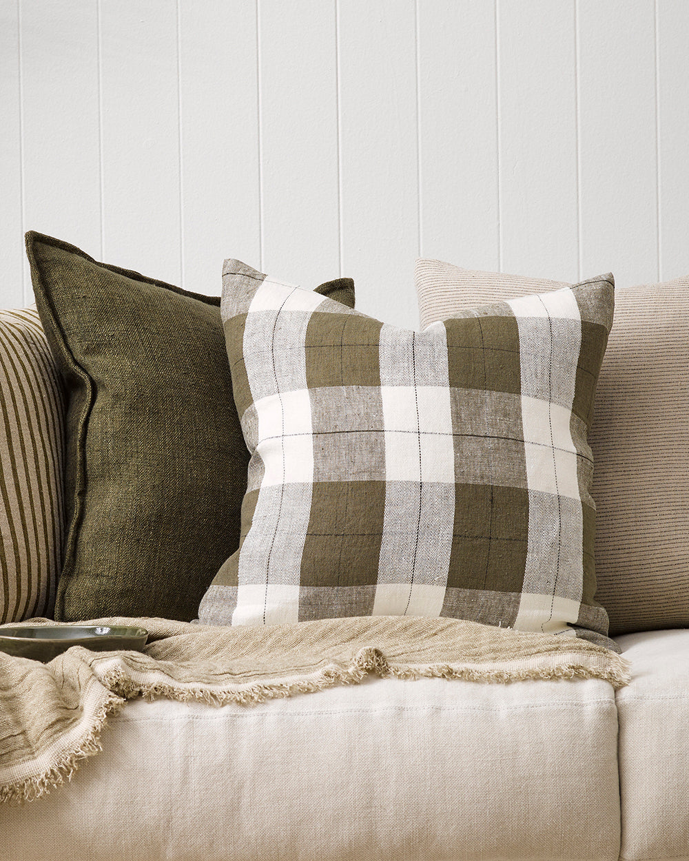 Willis Cushion - Olive/Ivory 50 x 50cm Rodwell and Astor