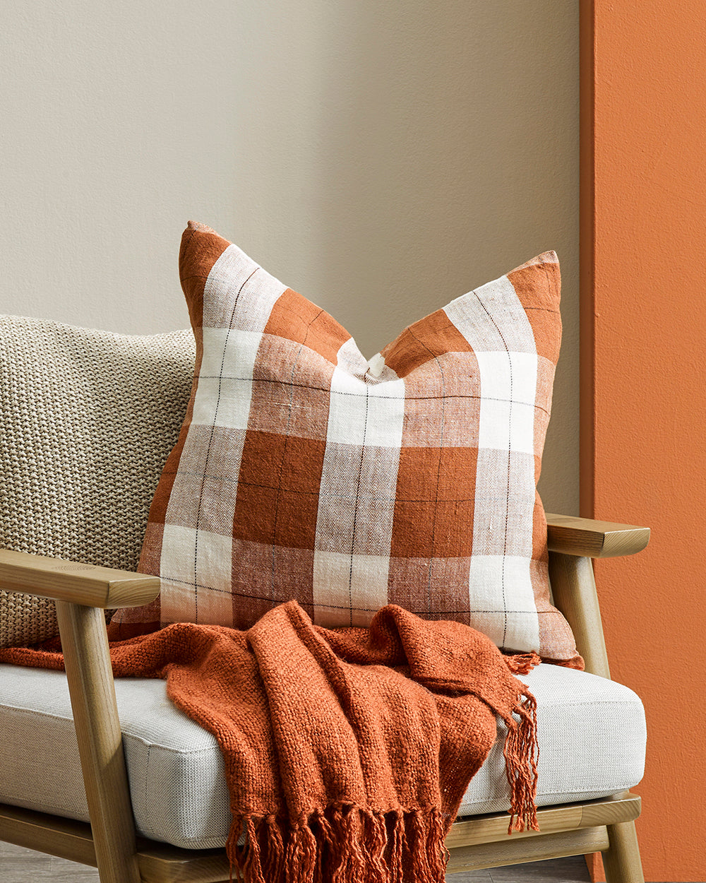 Willis Cushion - Tobacco/Ivory 50 x 50cm Rodwell and Astor