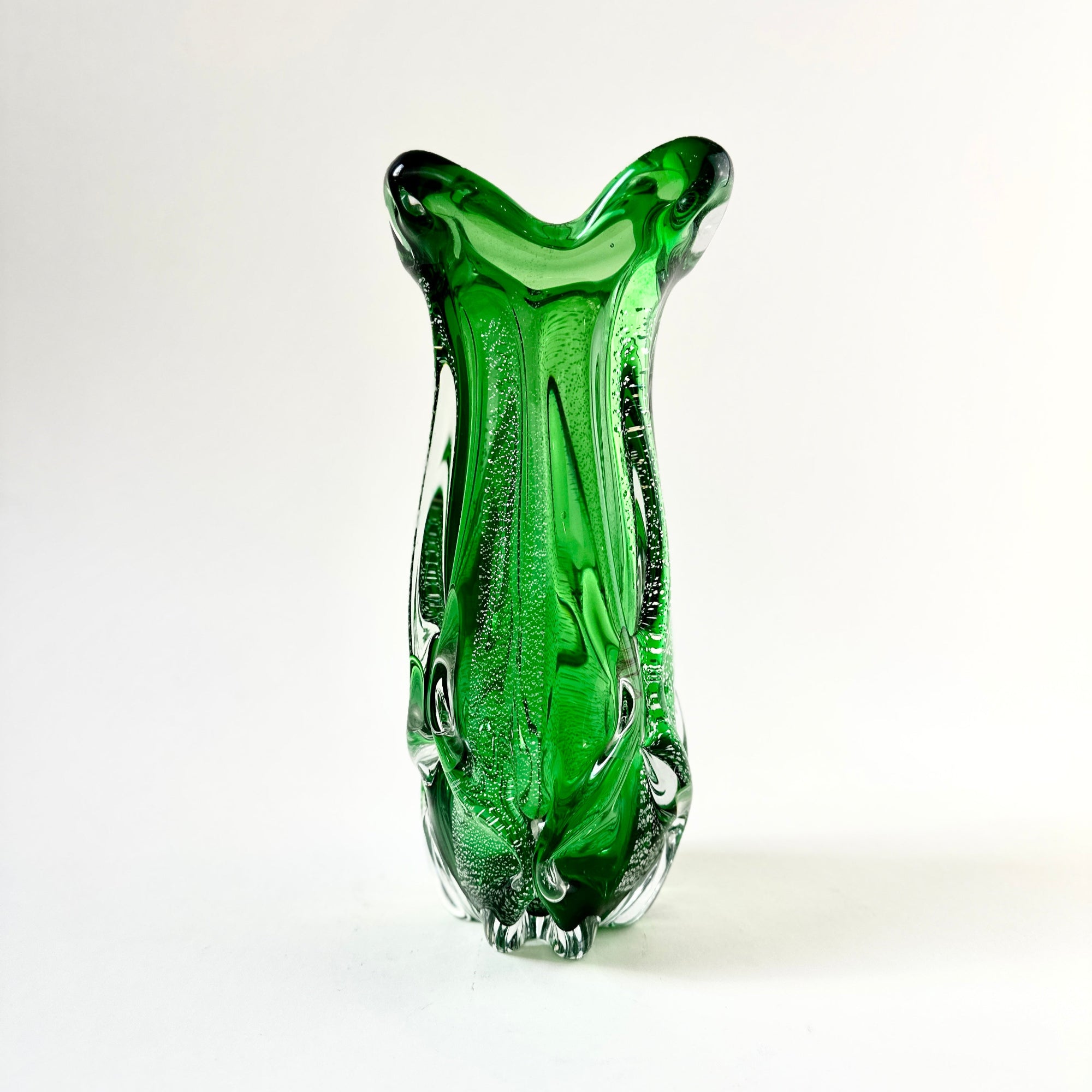 Vintage Sanyu Green Glass Vase