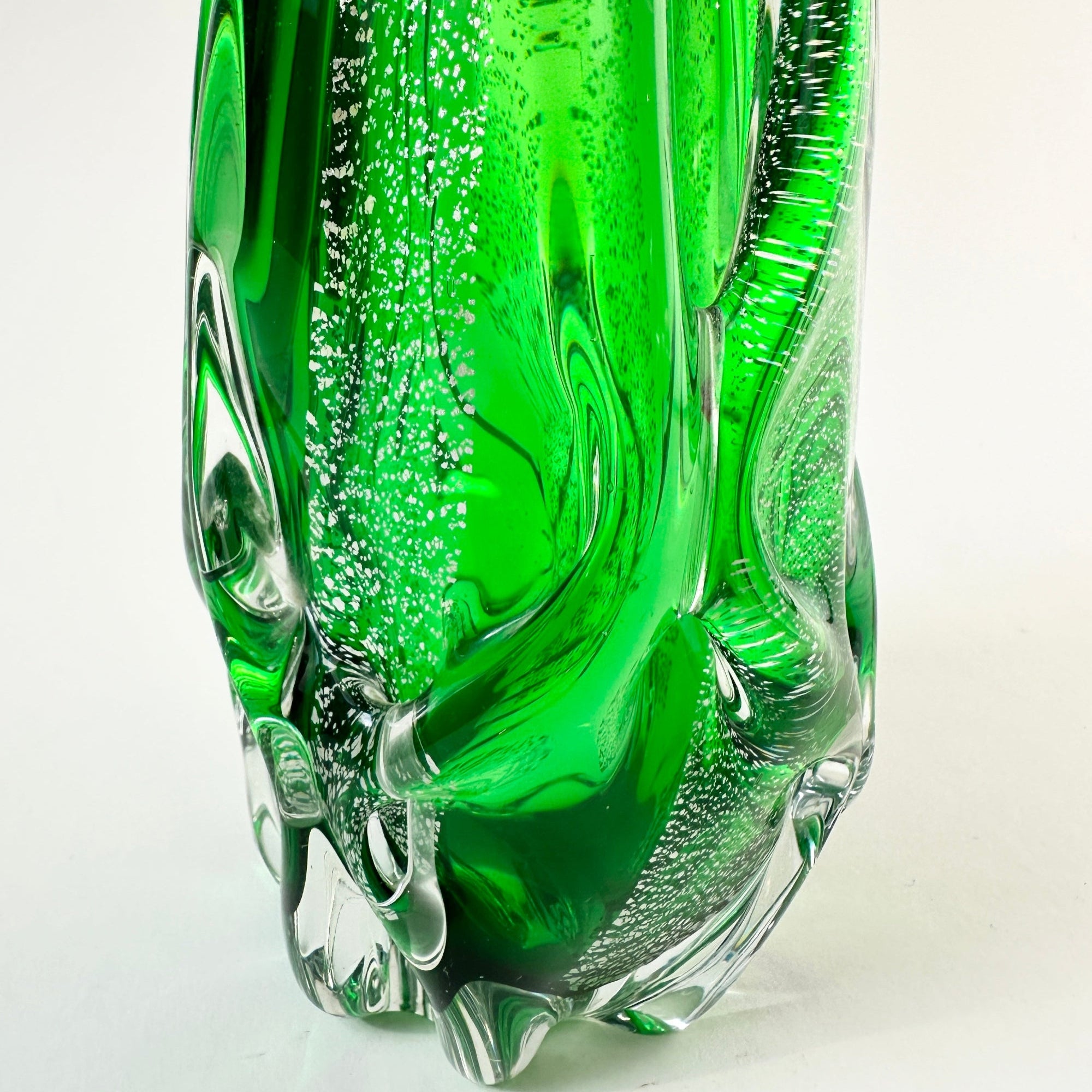 Vintage Sanyu Green Glass Vase