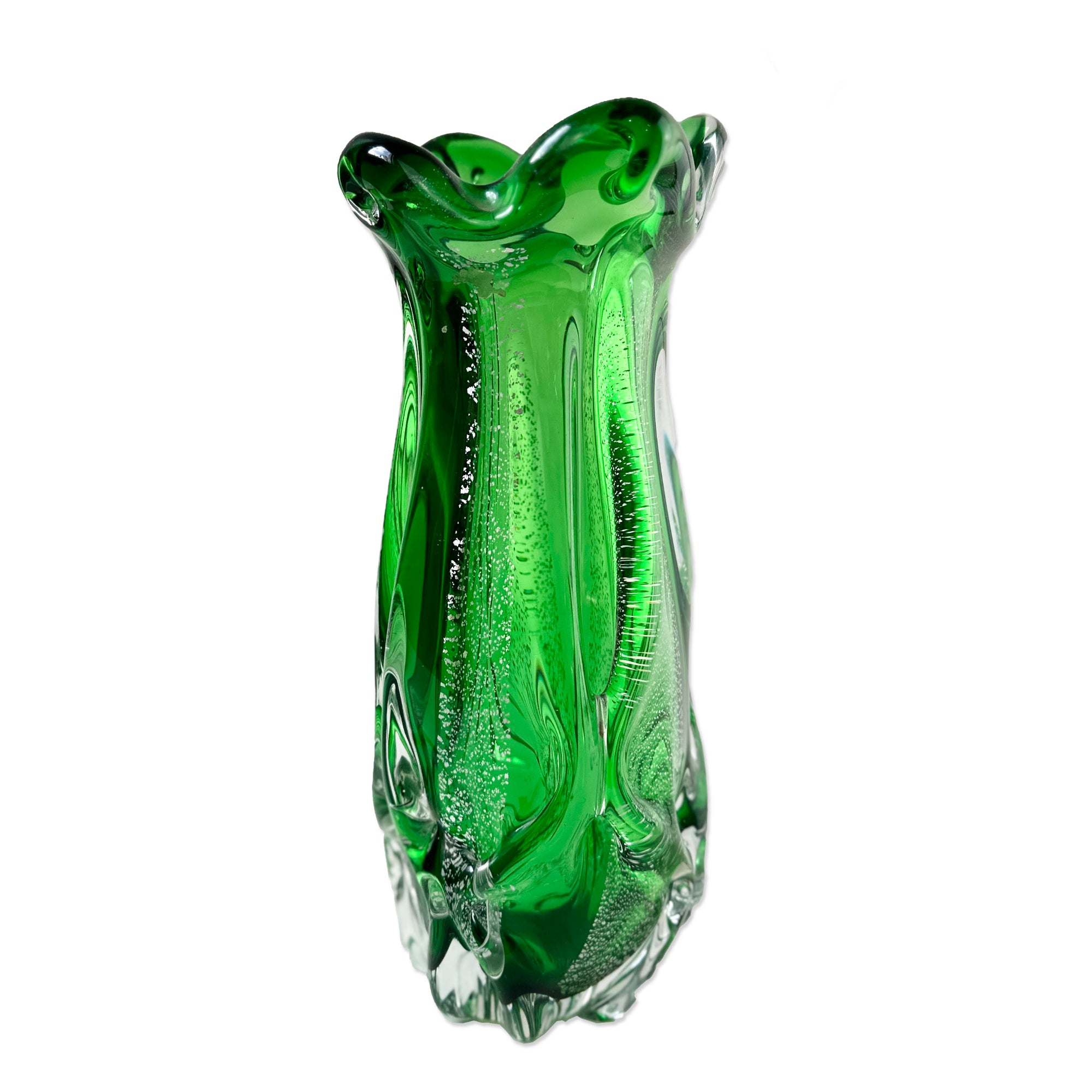 Vintage Sanyu Green Glass Vase