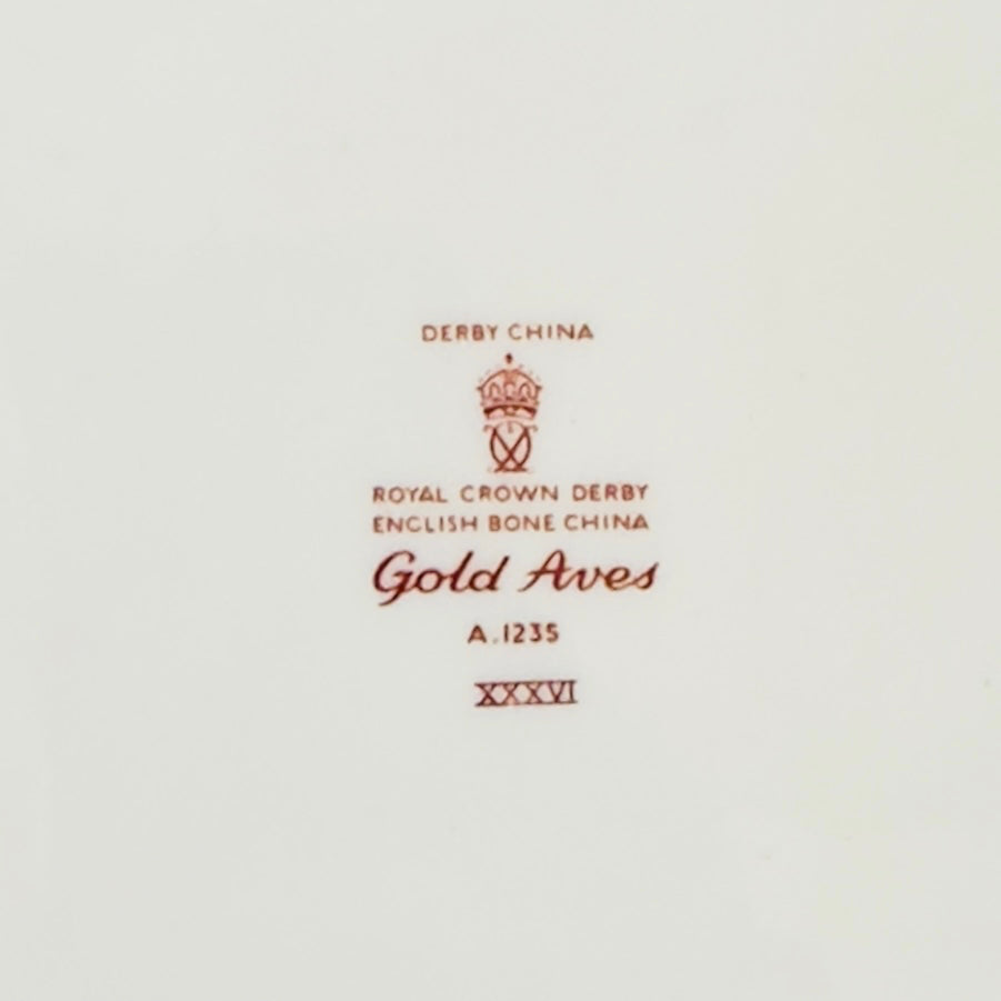 Vintage Royal Crown Derby Aves Gold Dinner Plate (27cm) | English Bone China