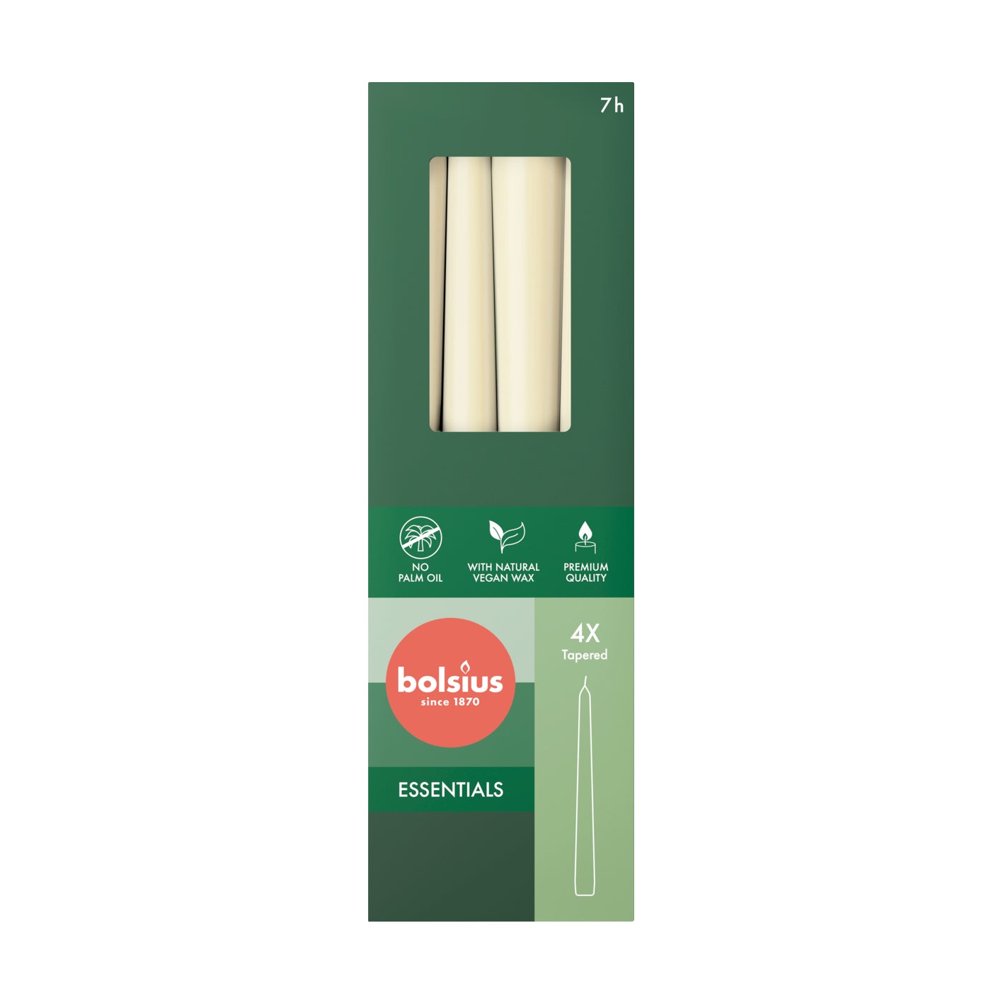 Bolsius Tapered Candle - Box 4 - 24.5cm - White