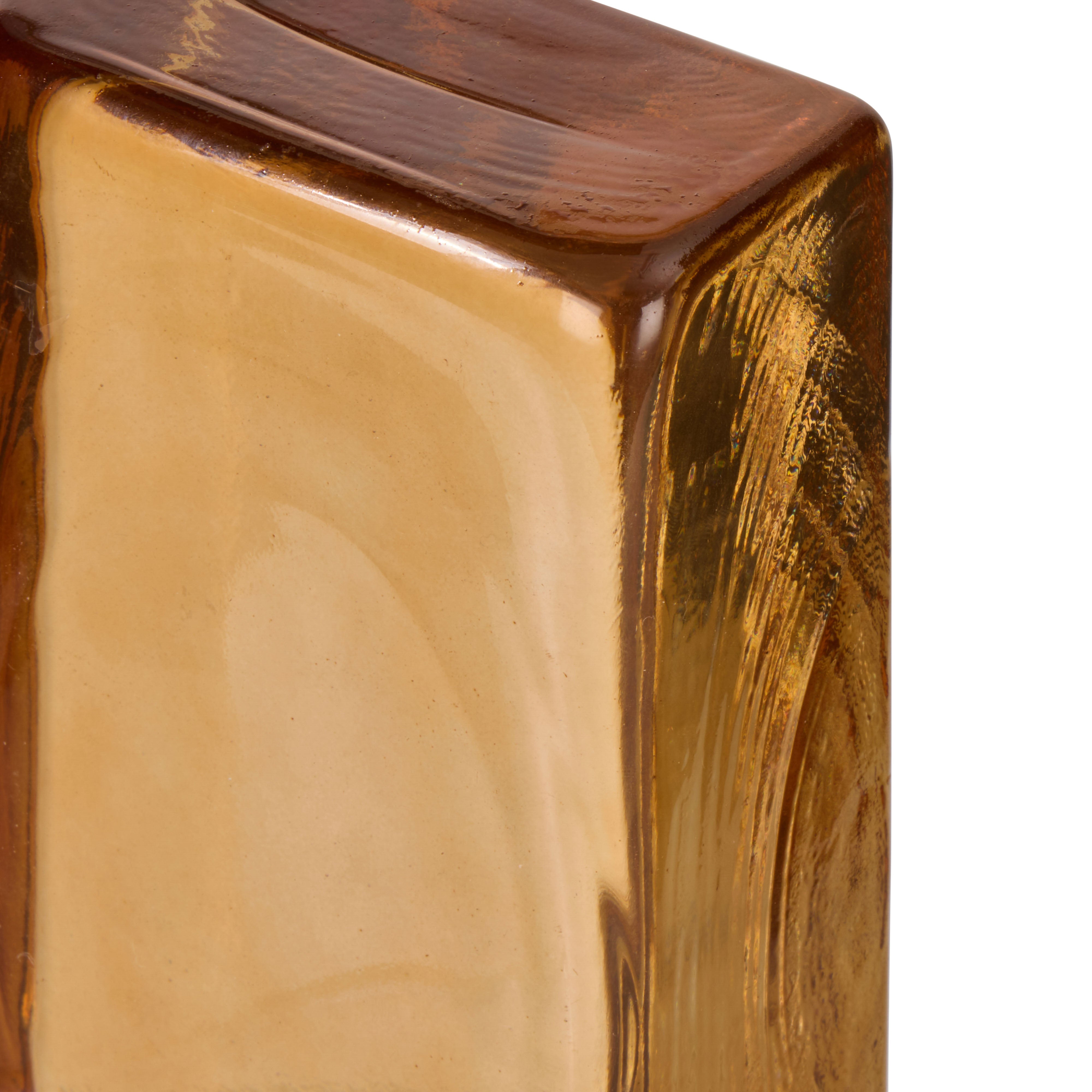 Bernard Glass Brick Sculpture or Book End - Amber