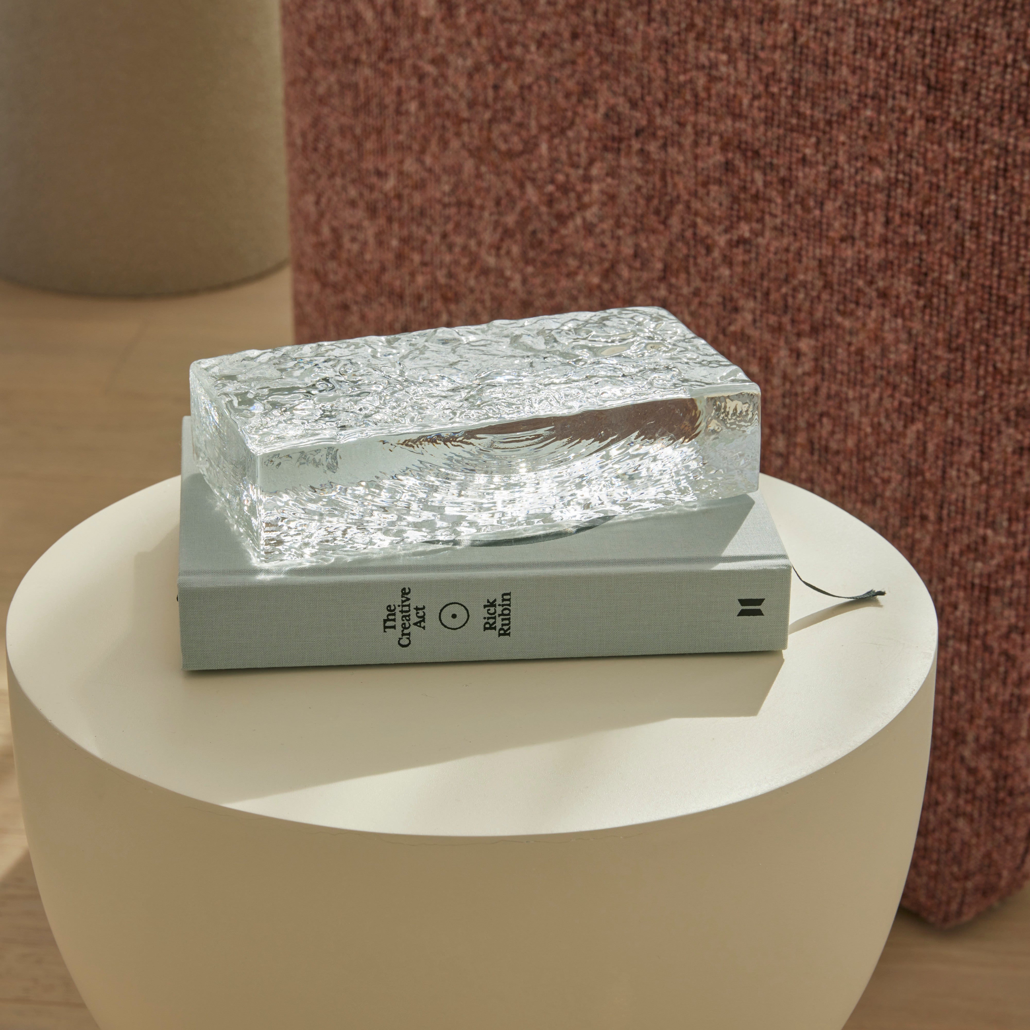 Bernard Glass Brick Sculpture or Book End - Ripple