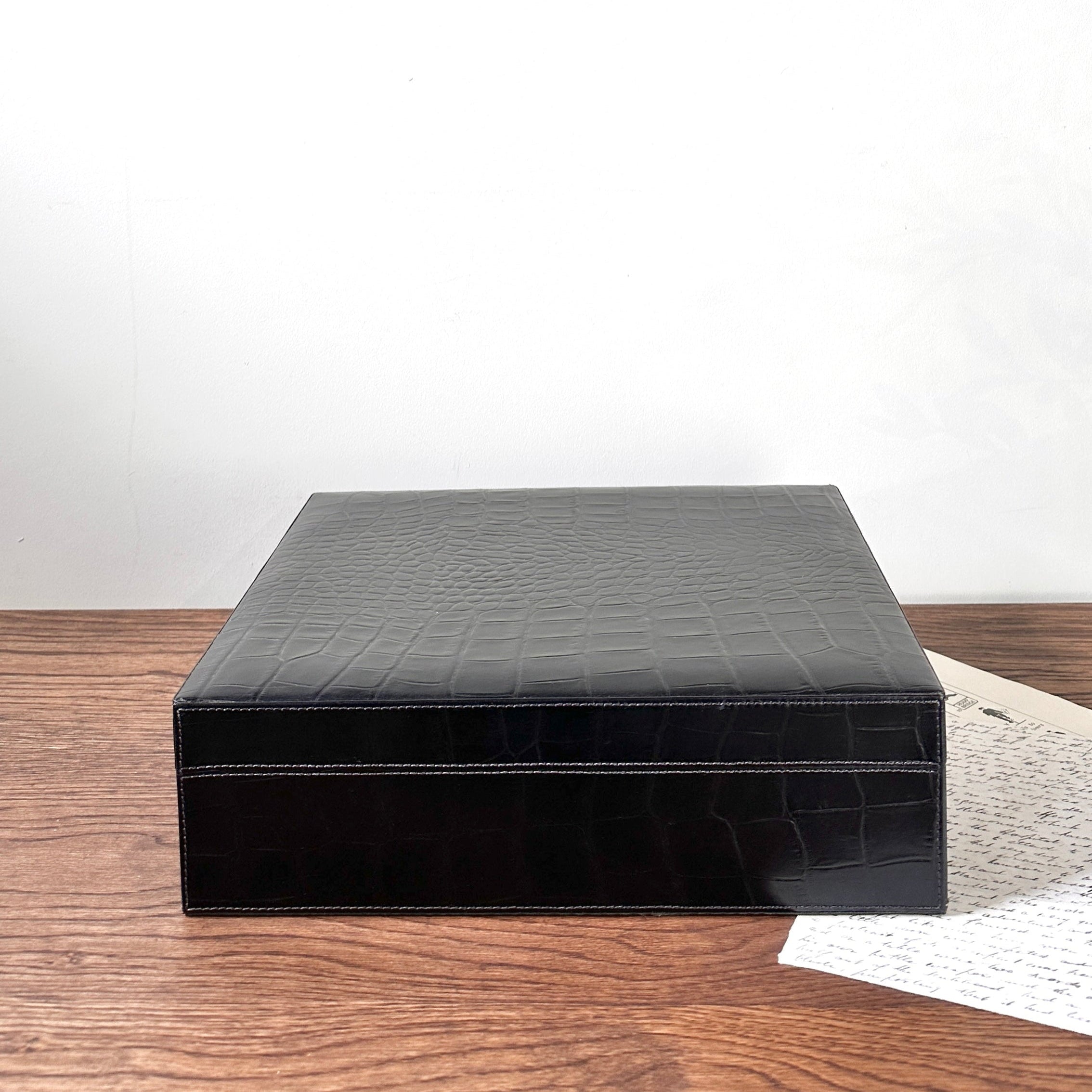 Memory Box -  Embossed Croc - Black Leather