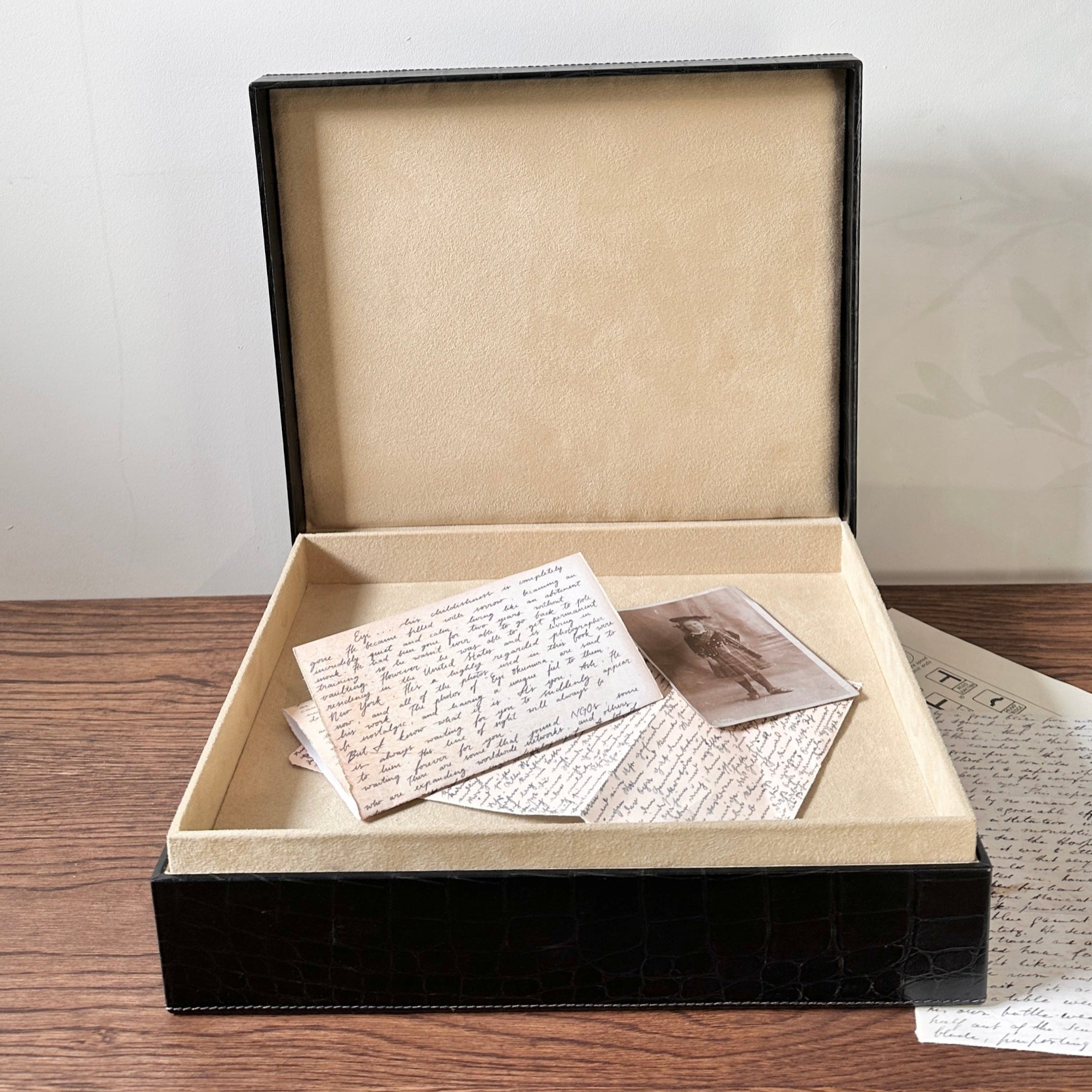 Memory Box -  Embossed Croc - Black Leather