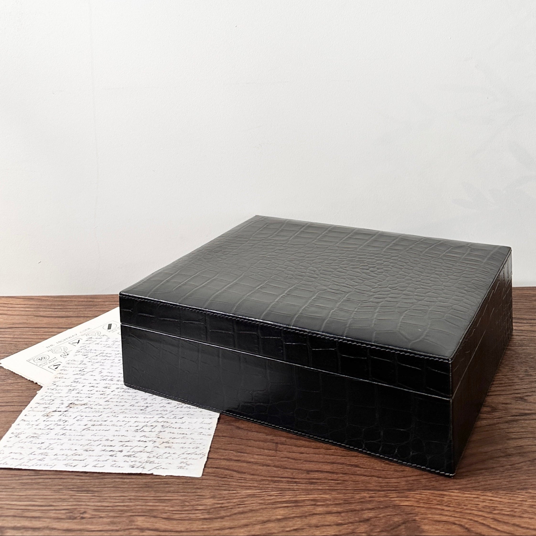 Memory Box -  Embossed Croc - Black Leather