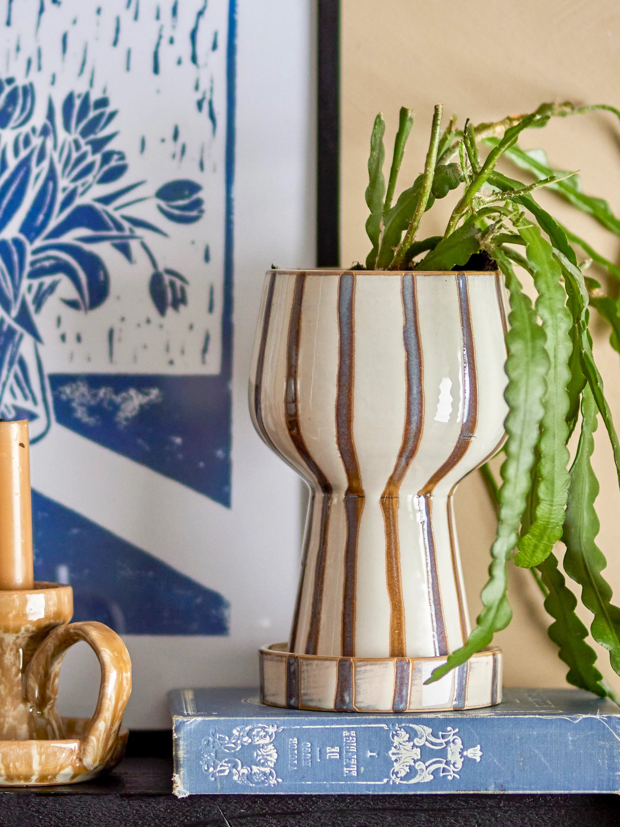 Agna Striped Ceramic Planter