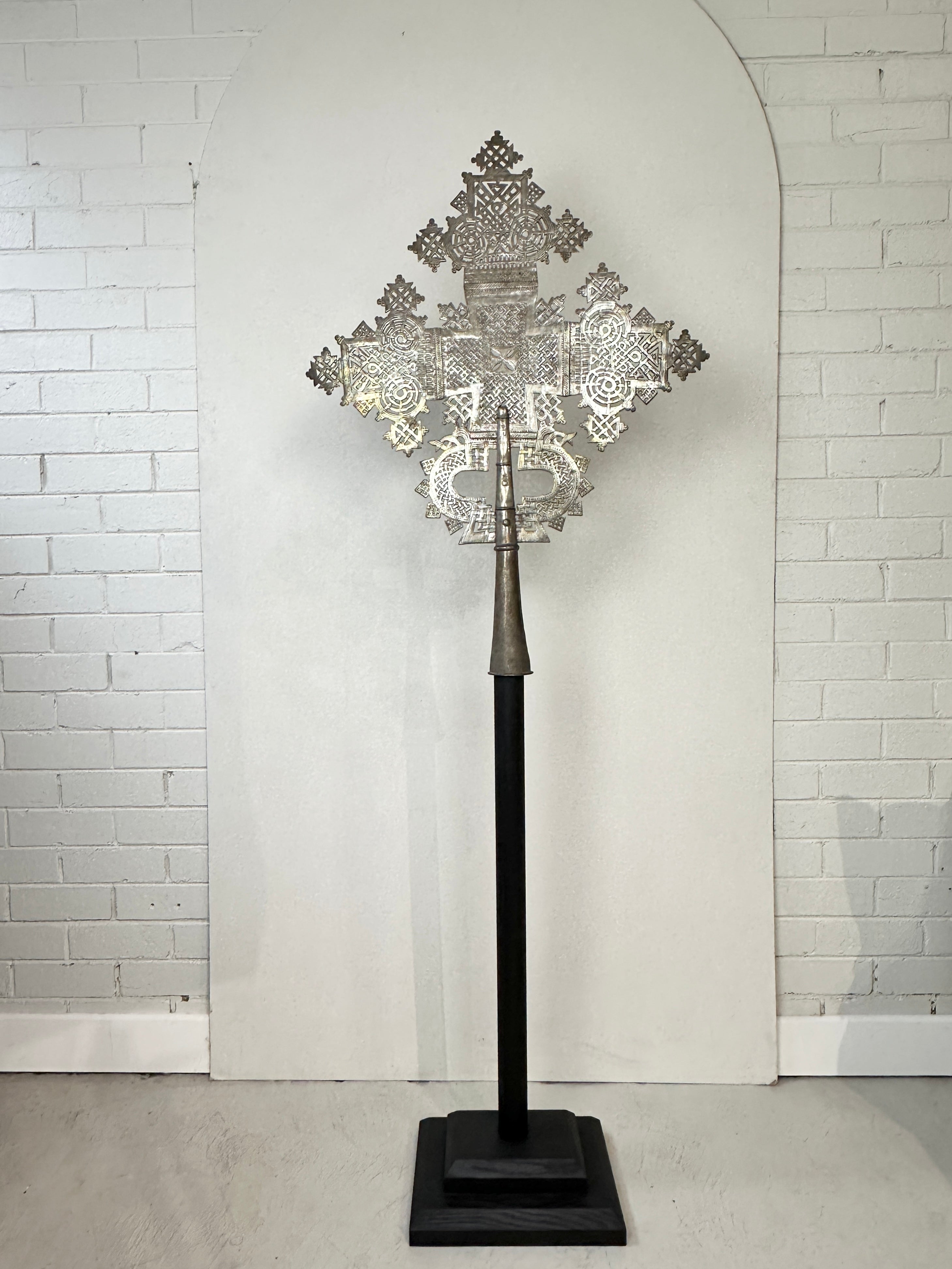 Vintage Large Coptic Christian Cross on Stand