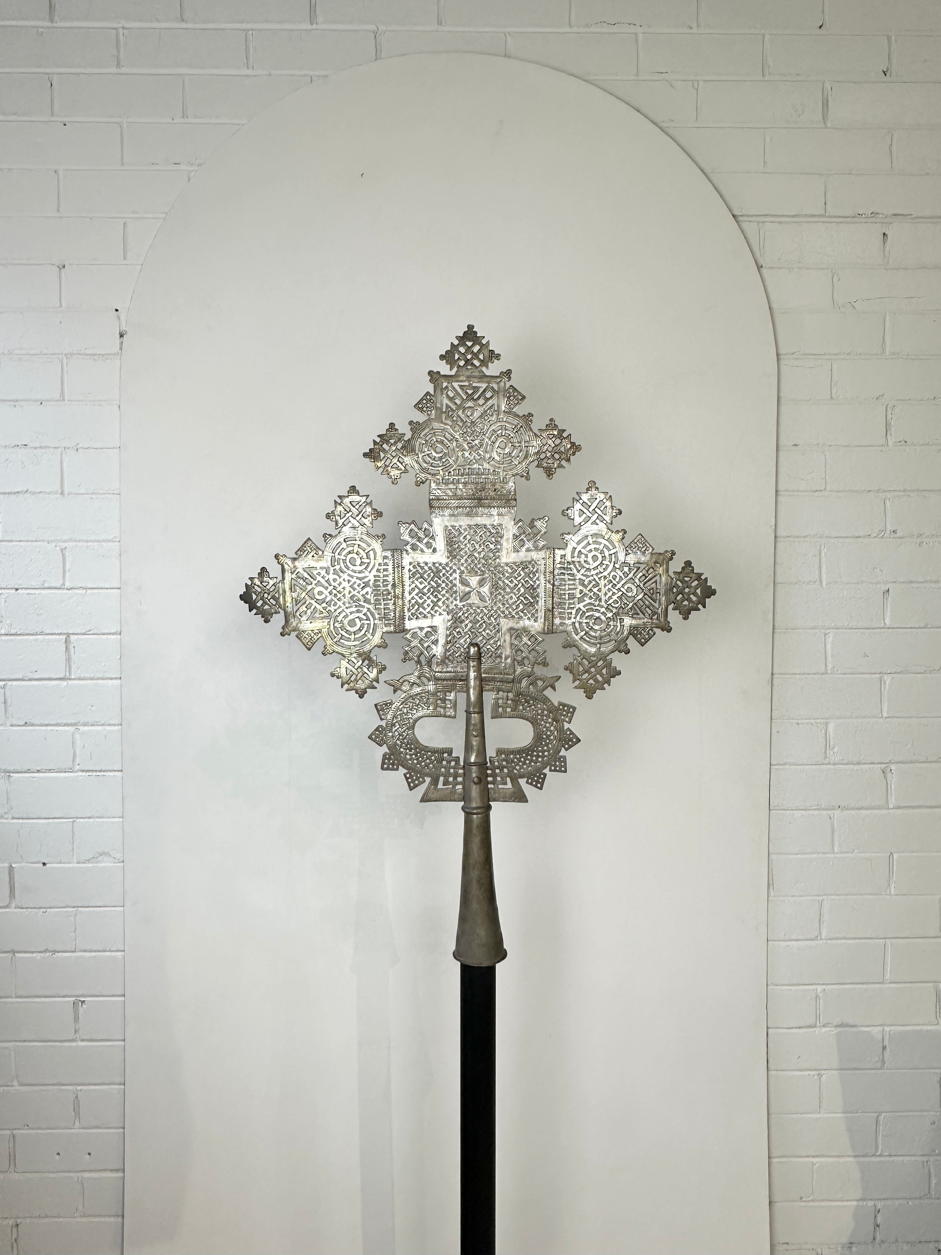 Vintage Large Coptic Christian Cross on Stand