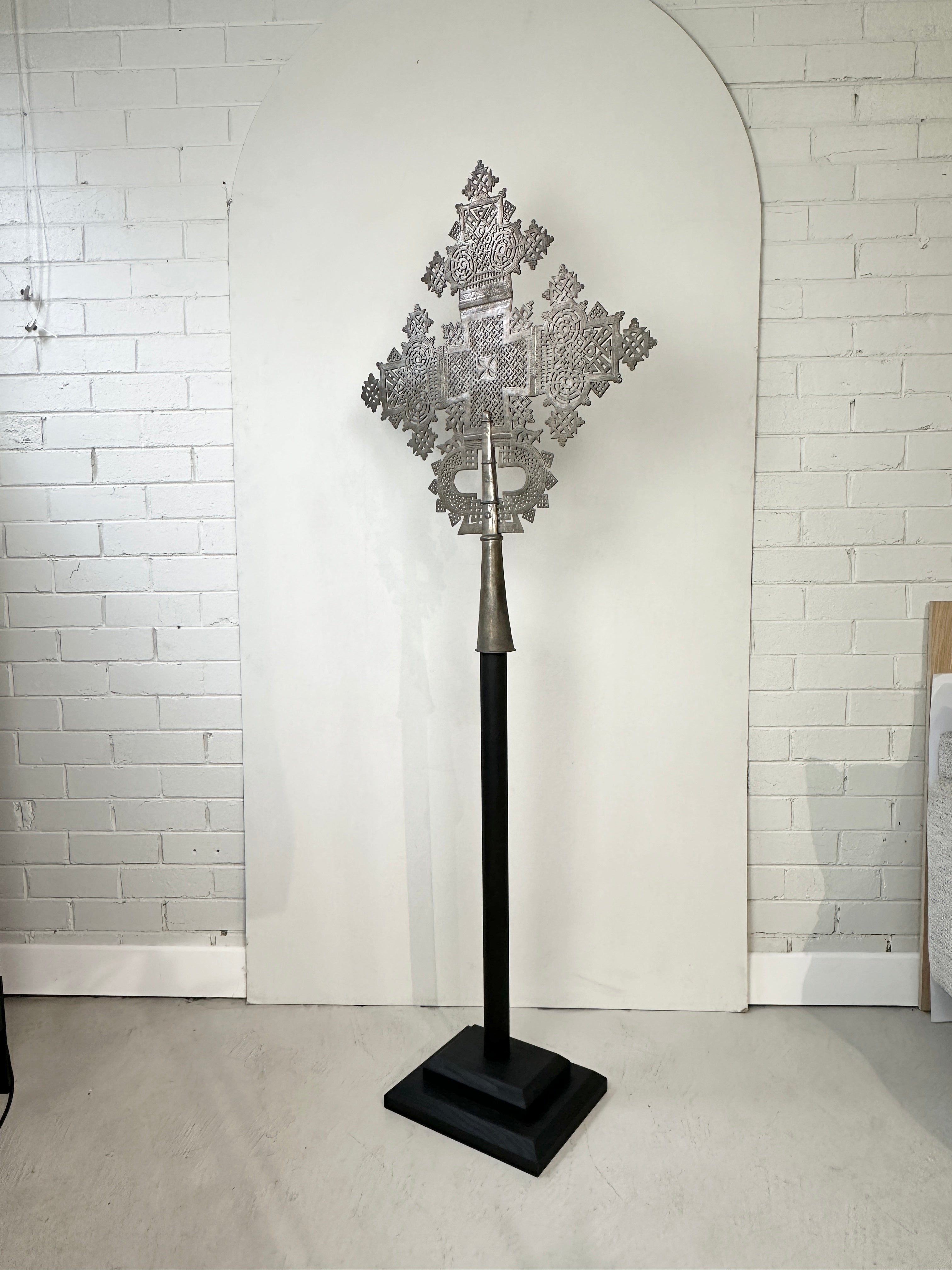 Vintage Large Coptic Christian Cross on Stand
