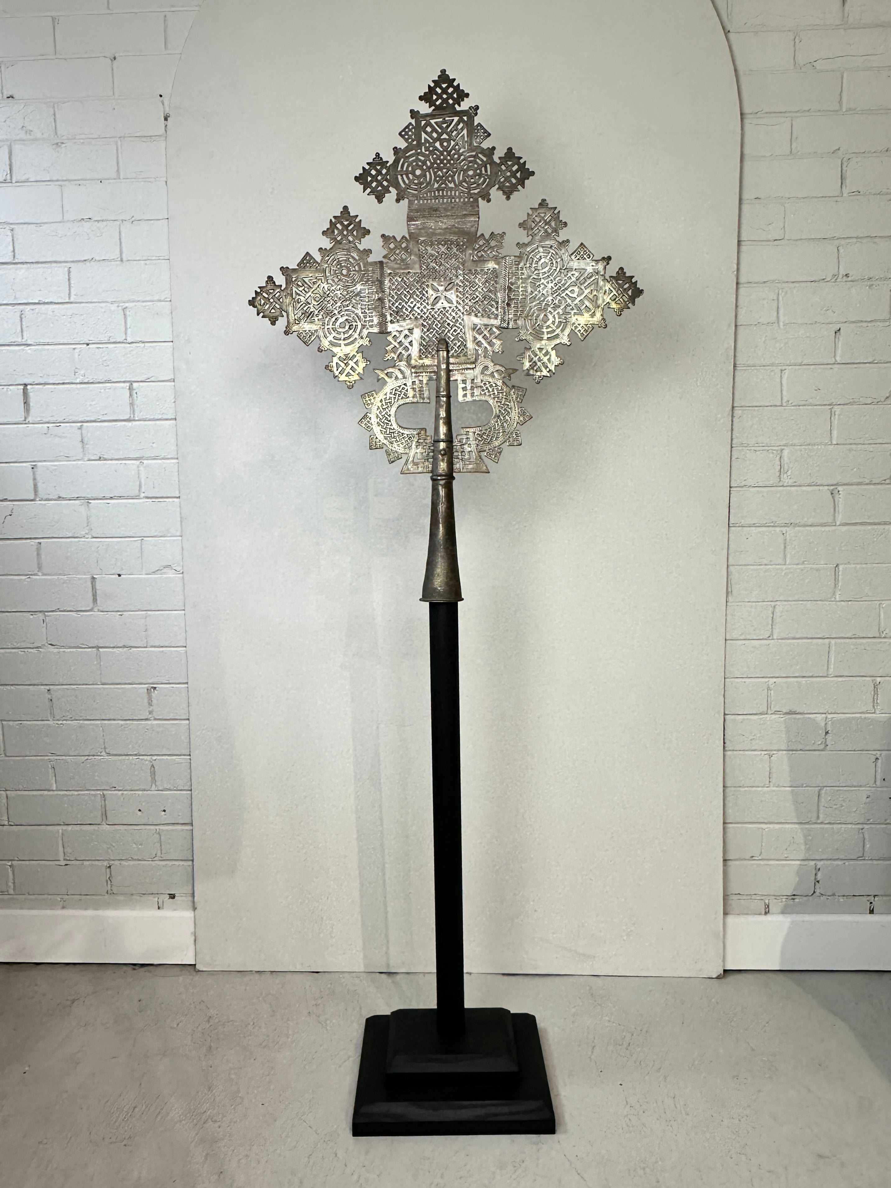 Vintage Large Coptic Christian Cross on Stand
