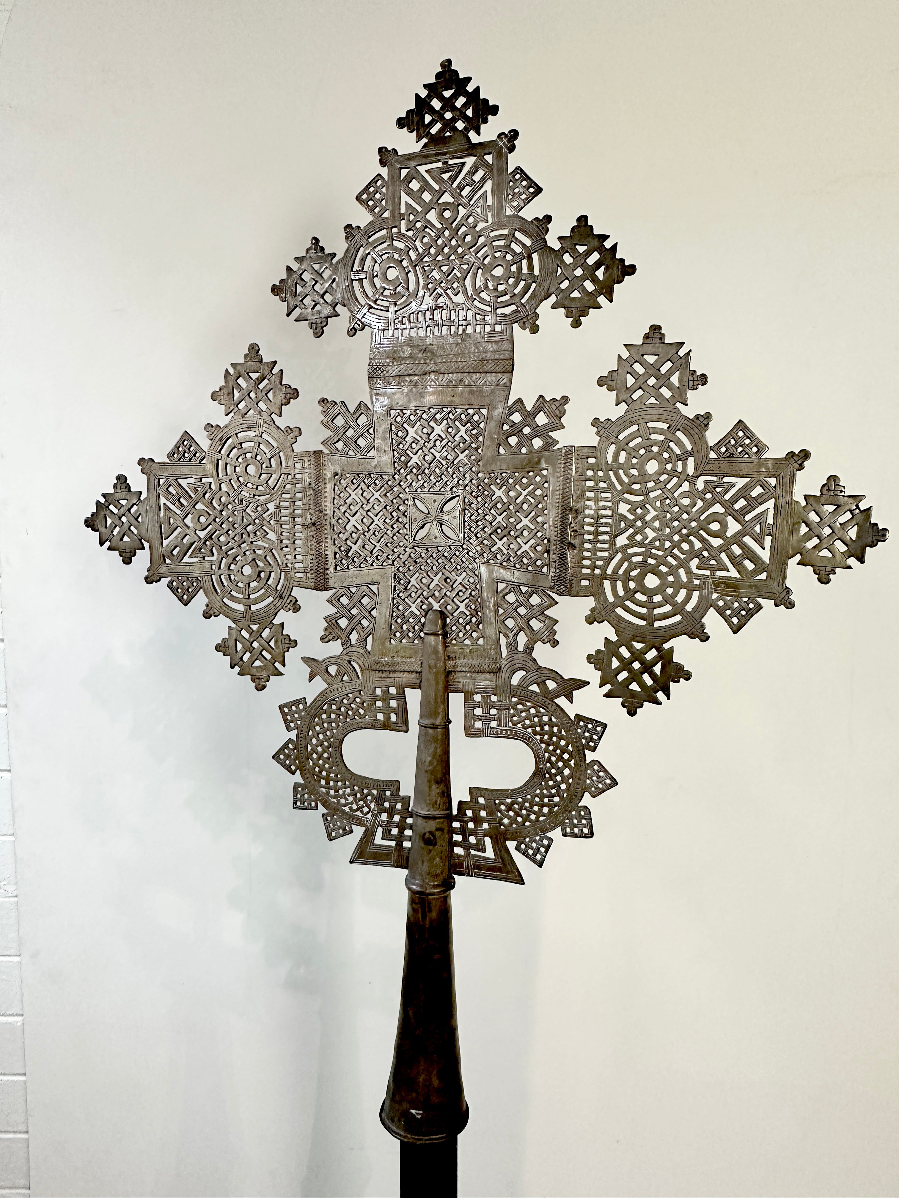 Vintage Large Coptic Christian Cross on Stand
