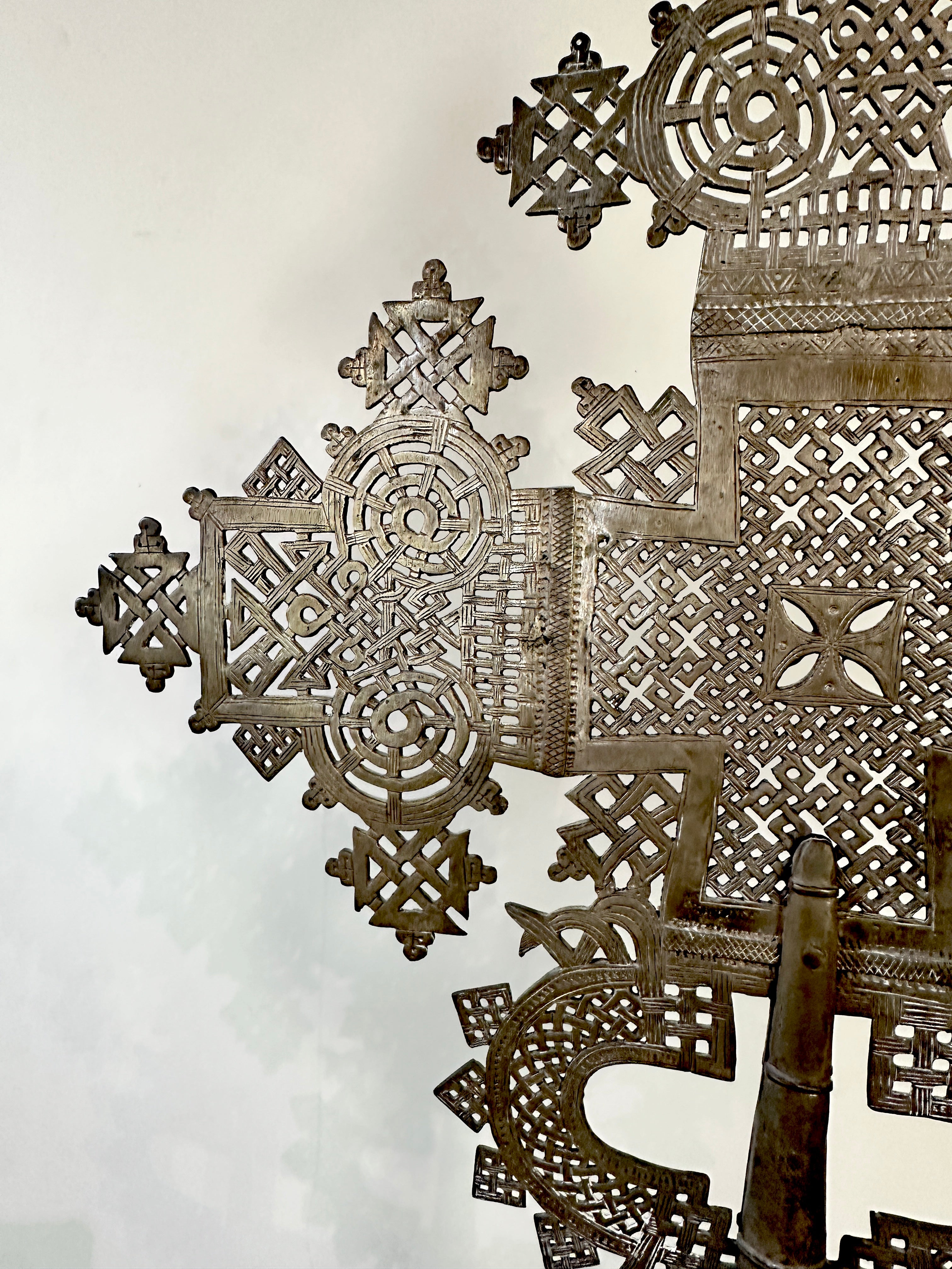 Vintage Large Coptic Christian Cross on Stand