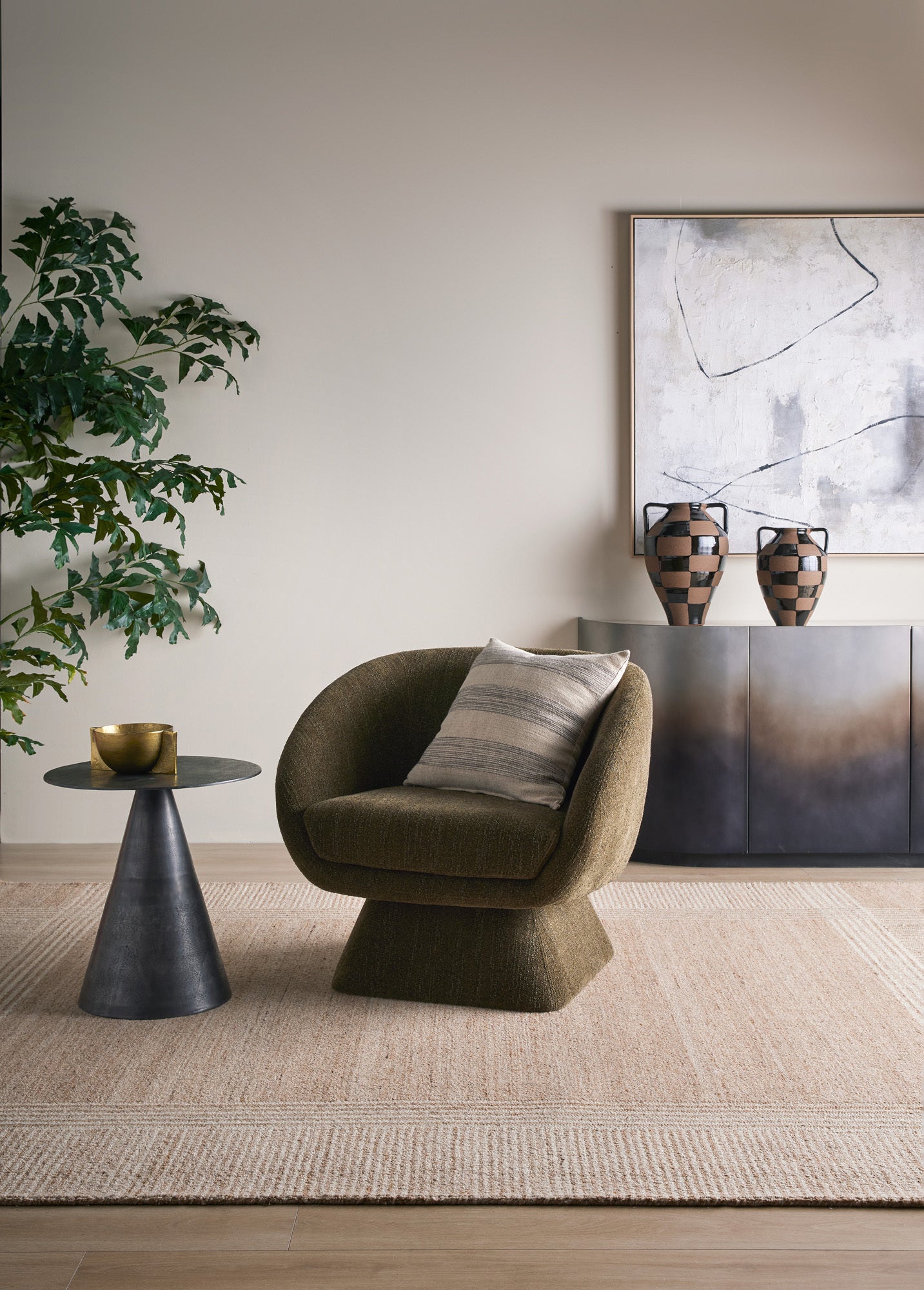 Lucca Swivel Chair - Olive Green