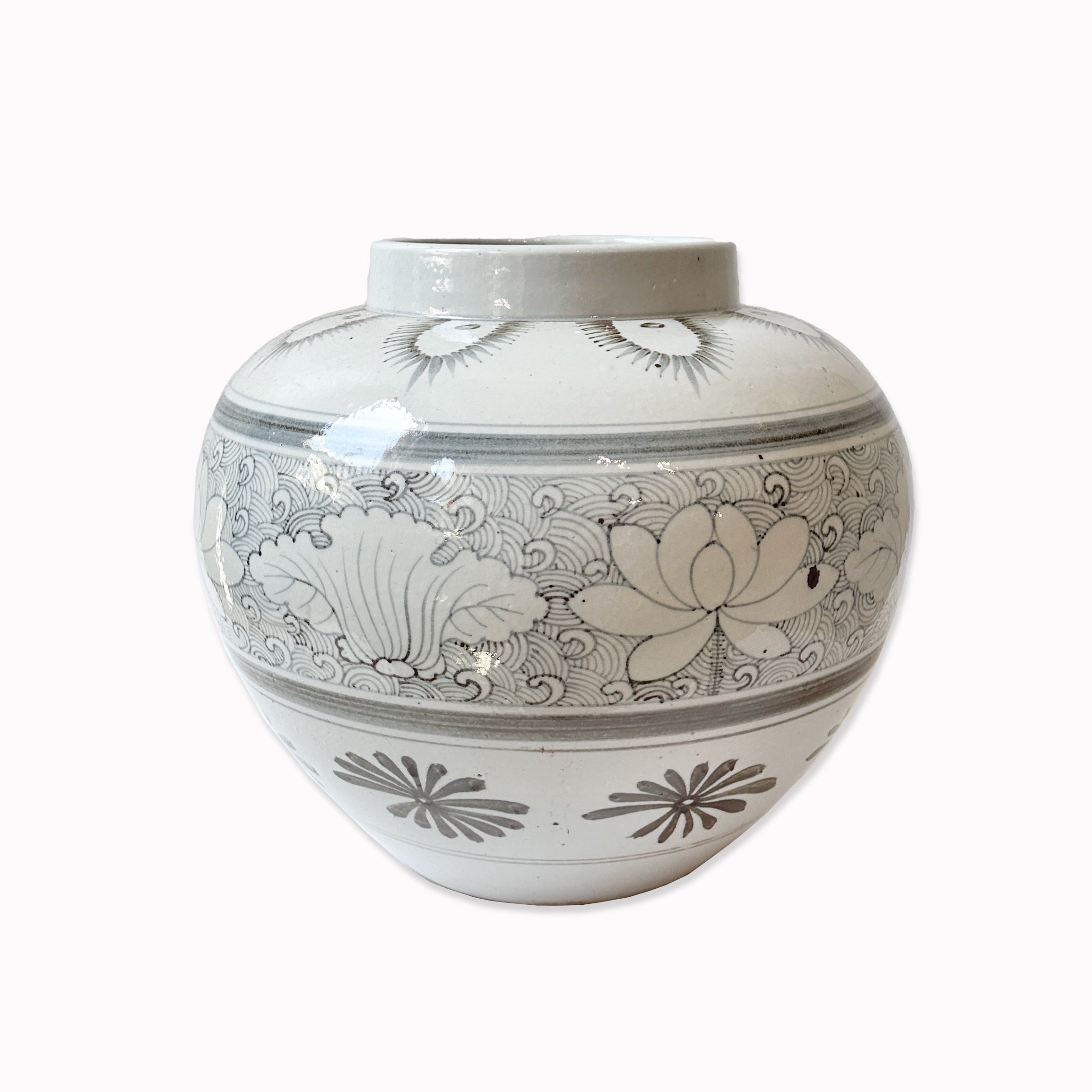 Antique Chinese Porcelain Lotus Vase – Hand-Painted Underglaze | 35cm