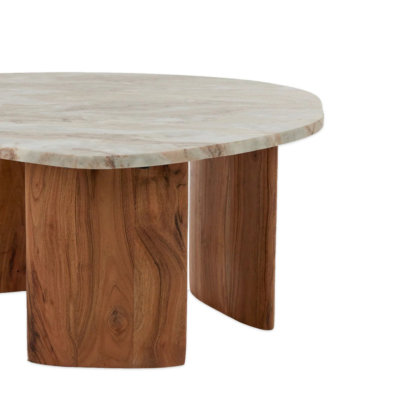 Lugano Marble and Wood Coffee Table
