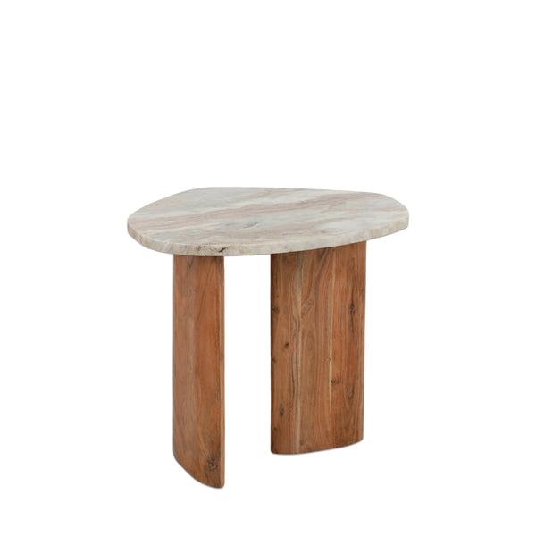 Lugano Marble and Wood Side Table