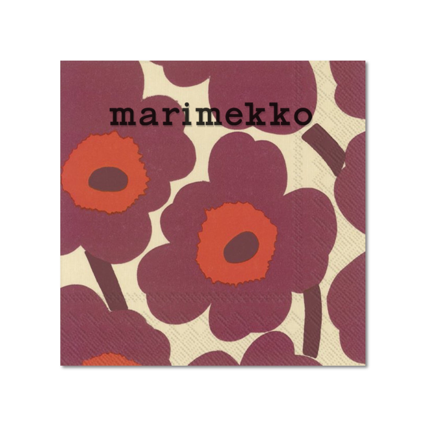 Marimekko Paper Napkins - Unikko Cream Bordeaux