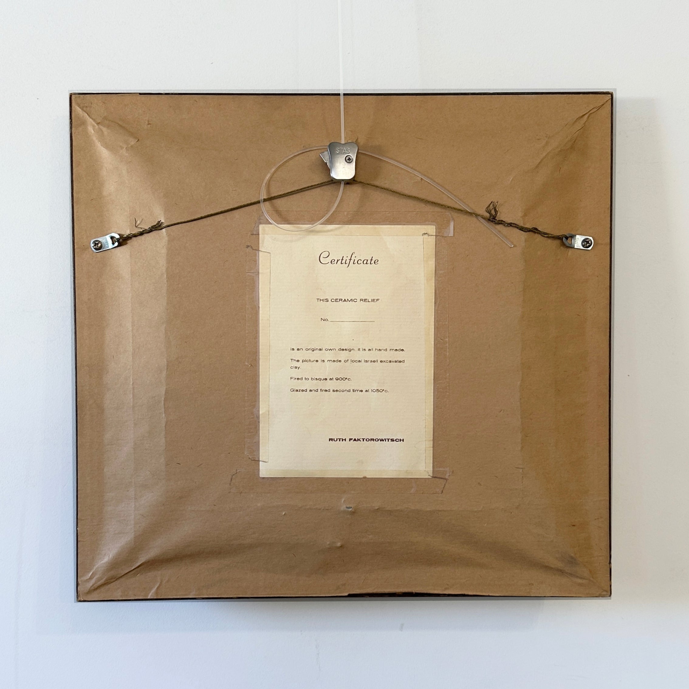 Ruth Faktorowicz – Ceramic Wall Plaque (Circa 1970) | Framed Modernist Relief