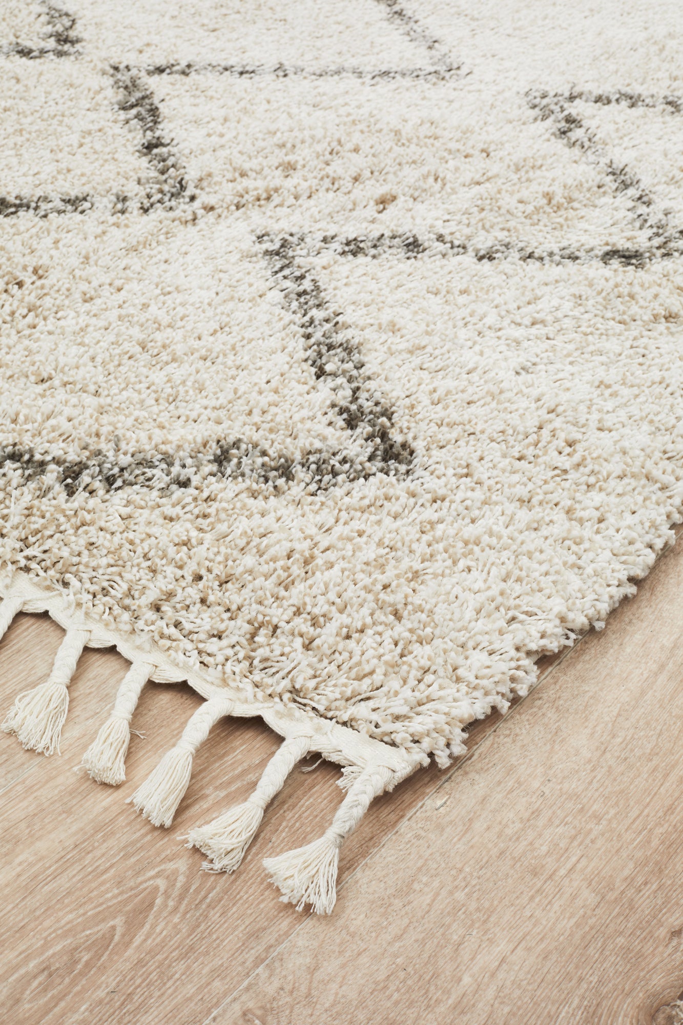 Saffron 22 - Moroccan Shag Pile Rug - Natural