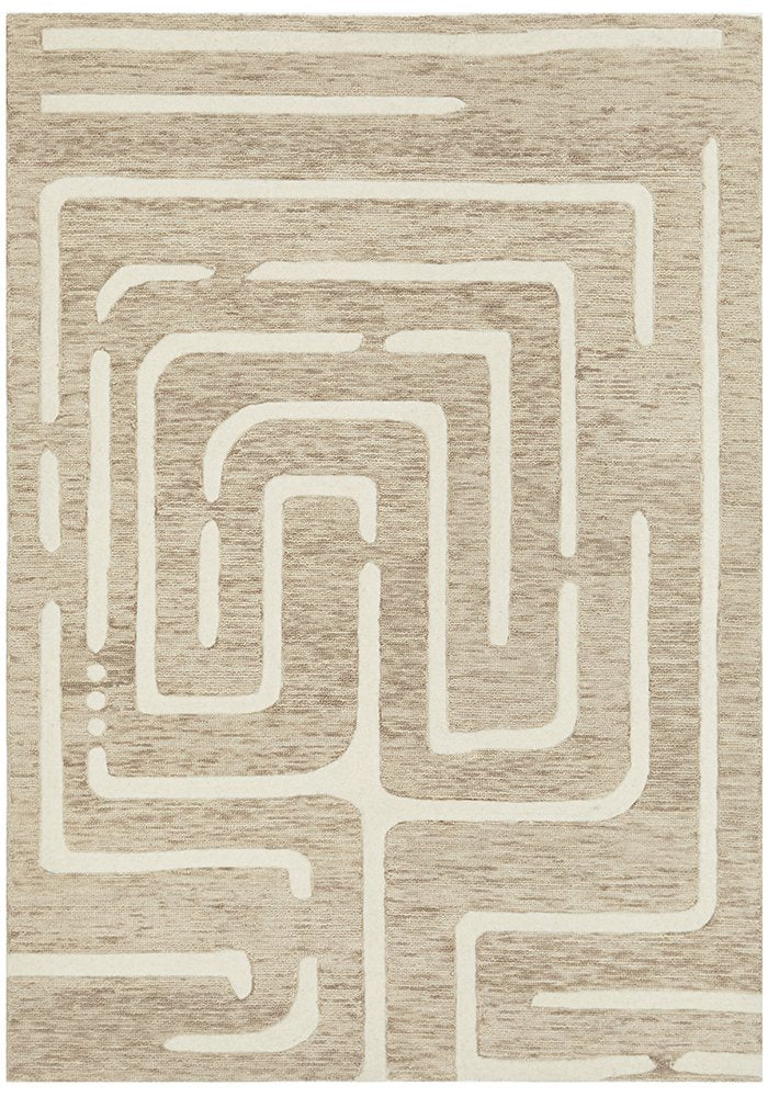 Summit Maze Floor Rug - Linen
