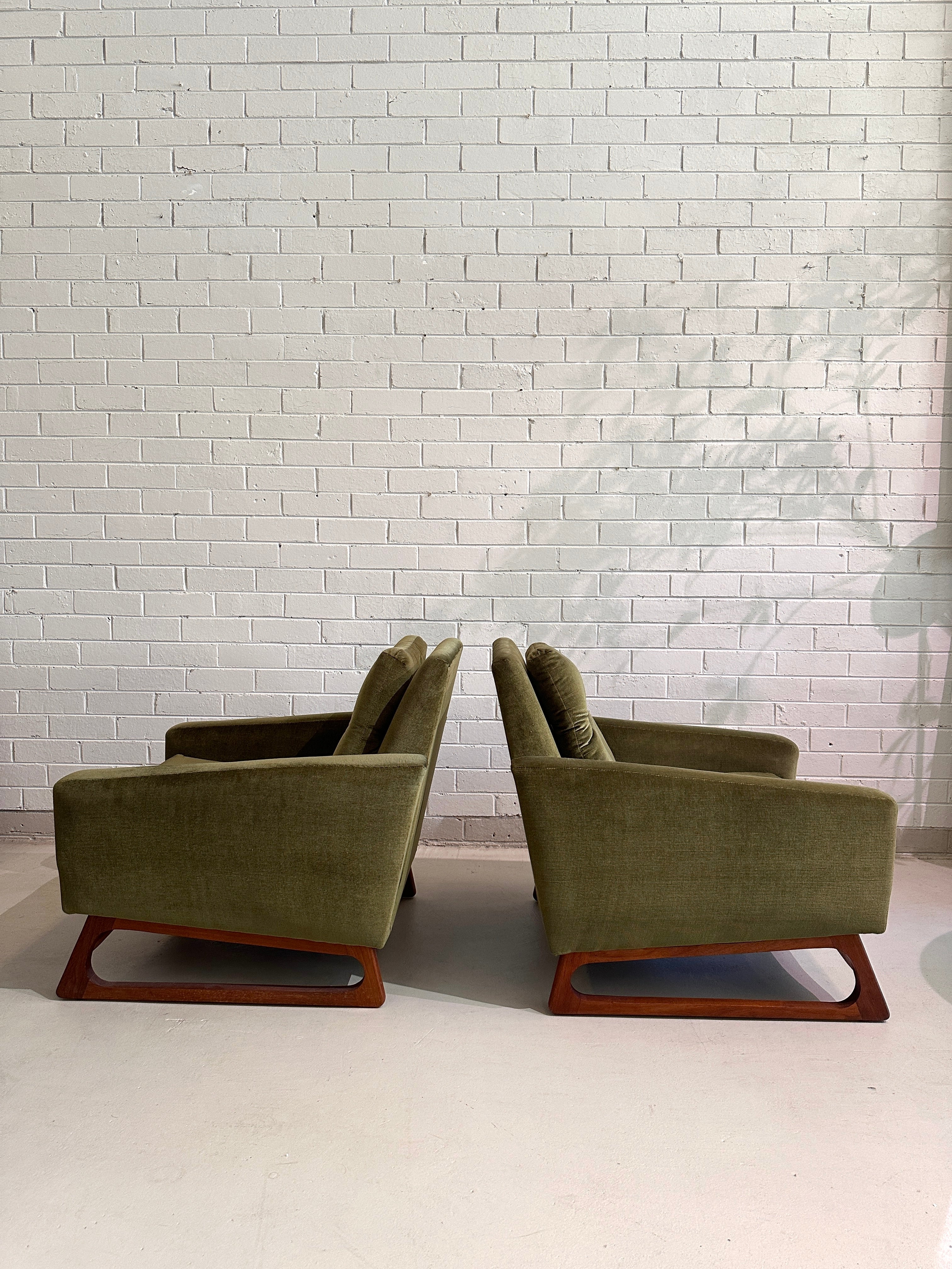 Pair 1960s Vintage Easden Style Armchairs - Green Velvet