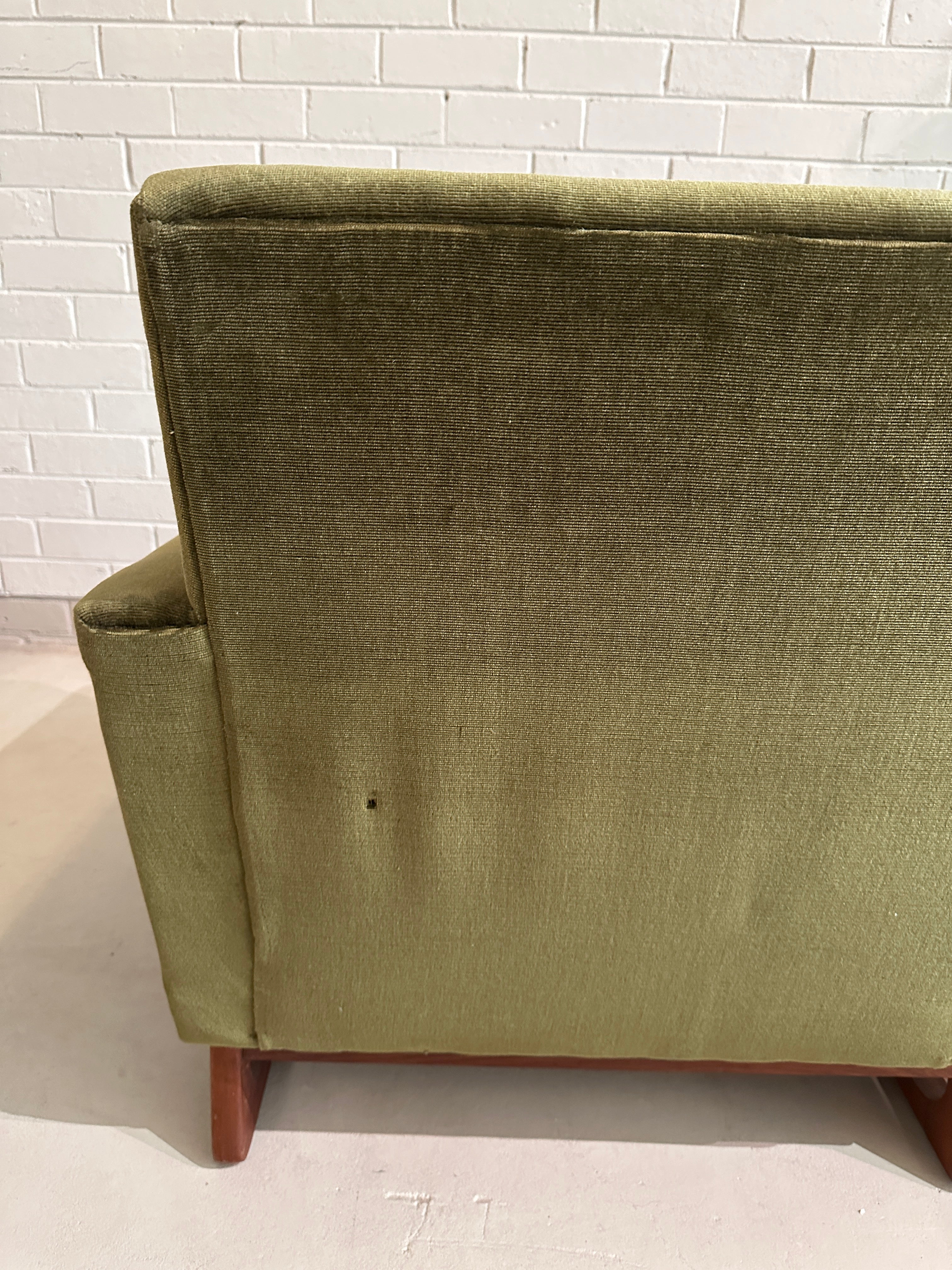 Pair 1960s Vintage Easden Style Armchairs - Green Velvet