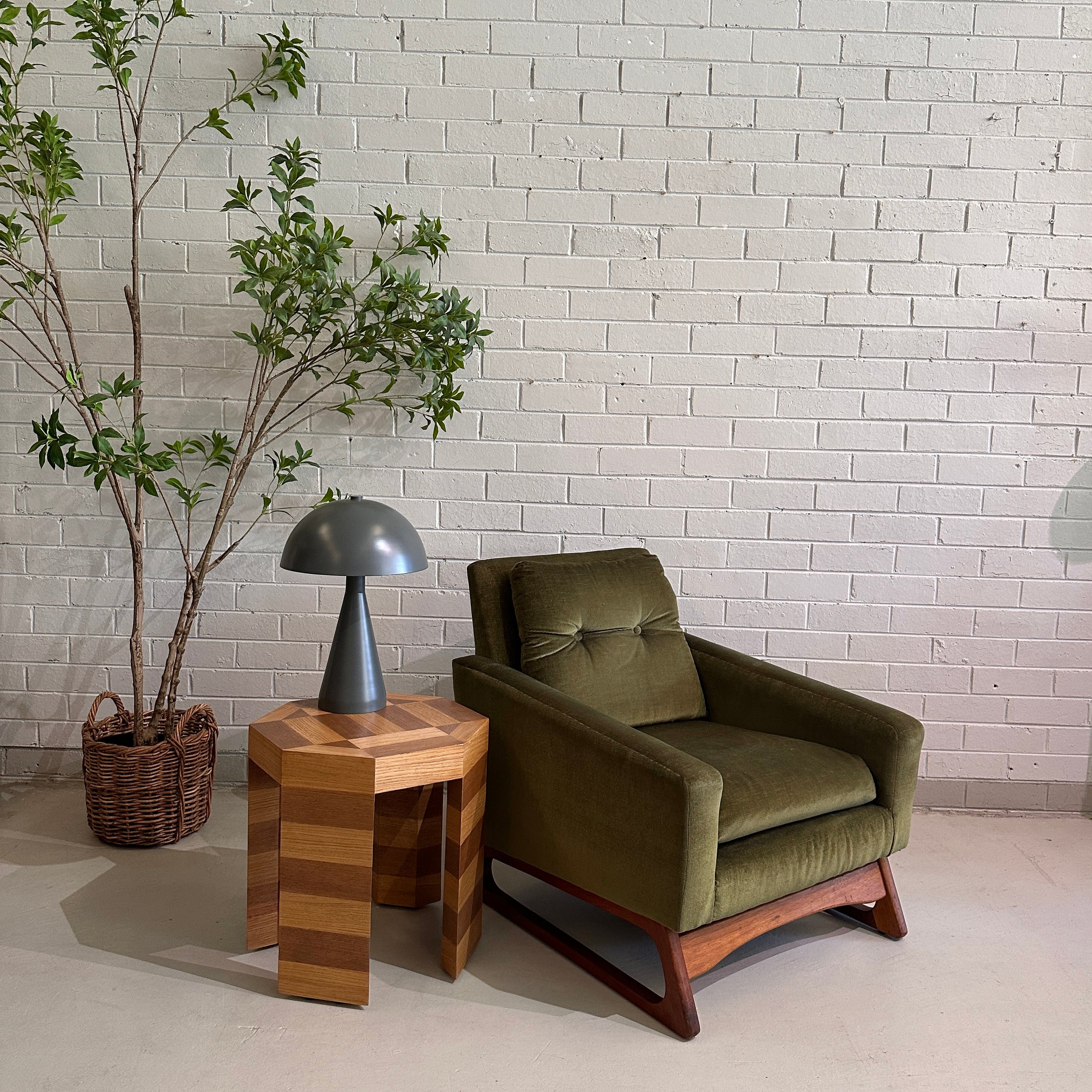 Pair 1960s Vintage Easden Style Armchairs - Green Velvet