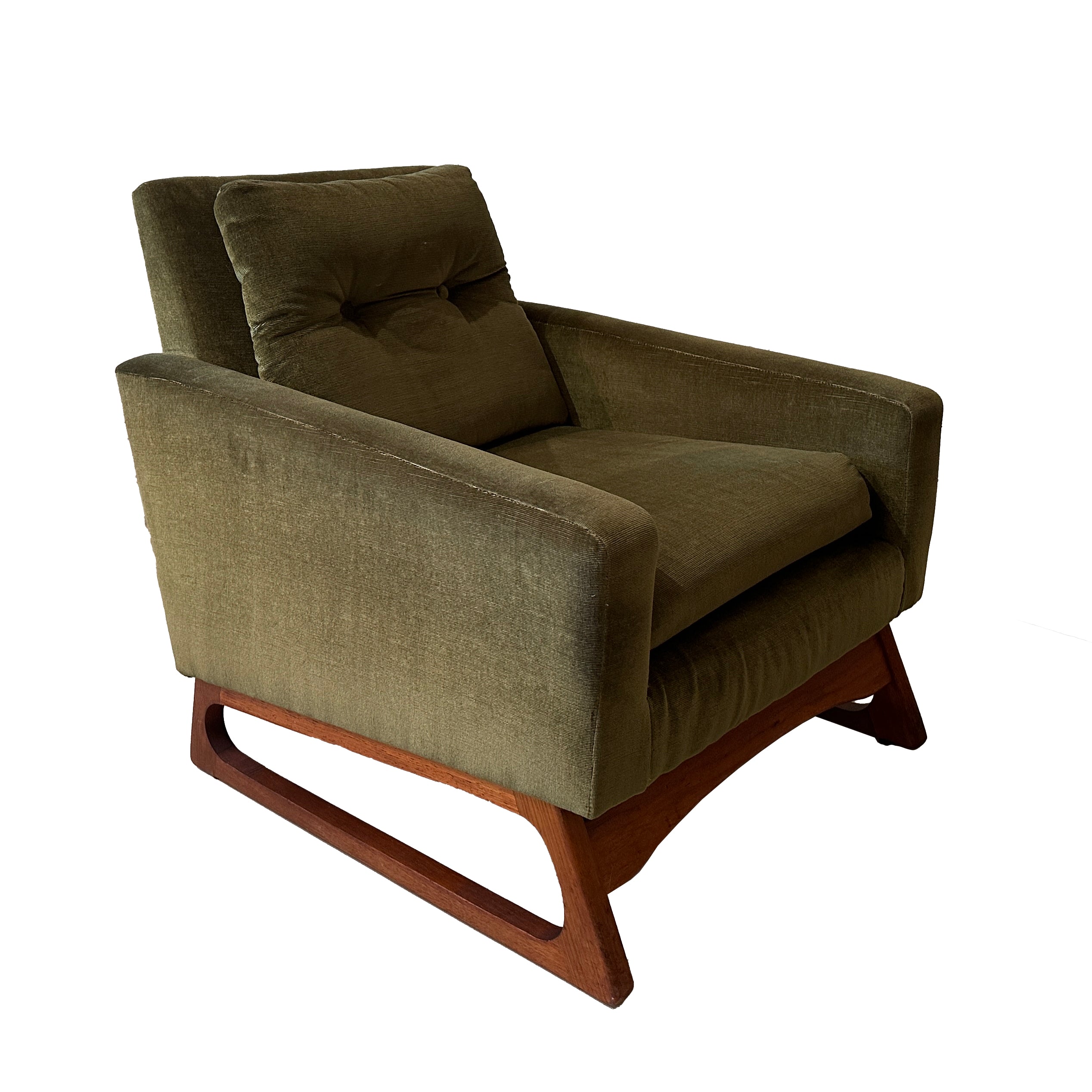 Pair 1960s Vintage Easden Style Armchairs - Green Velvet