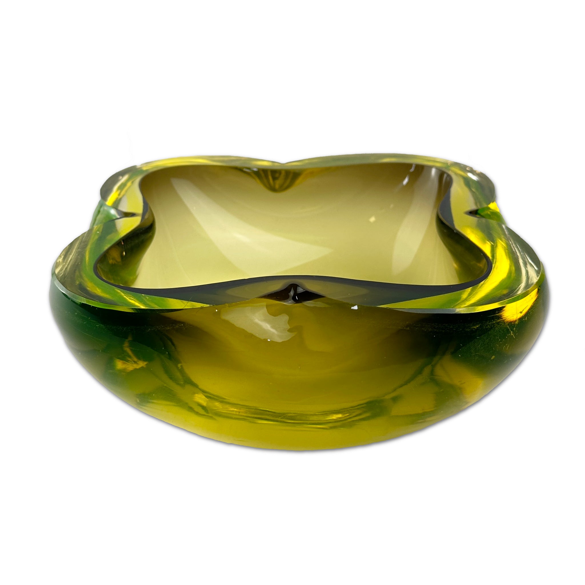 Vintage 1960s Murano Sommerso Uranium Glass Bowl