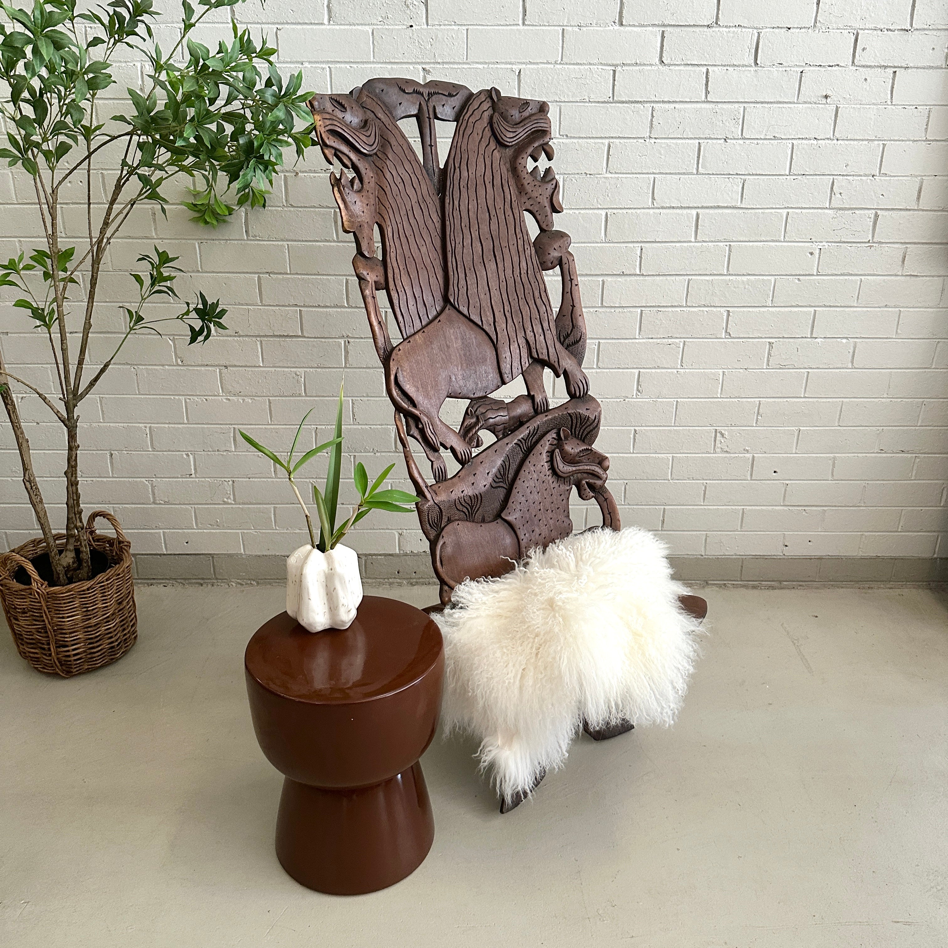 Carved Wooden Malawi Chief's Chair – African Blackwood